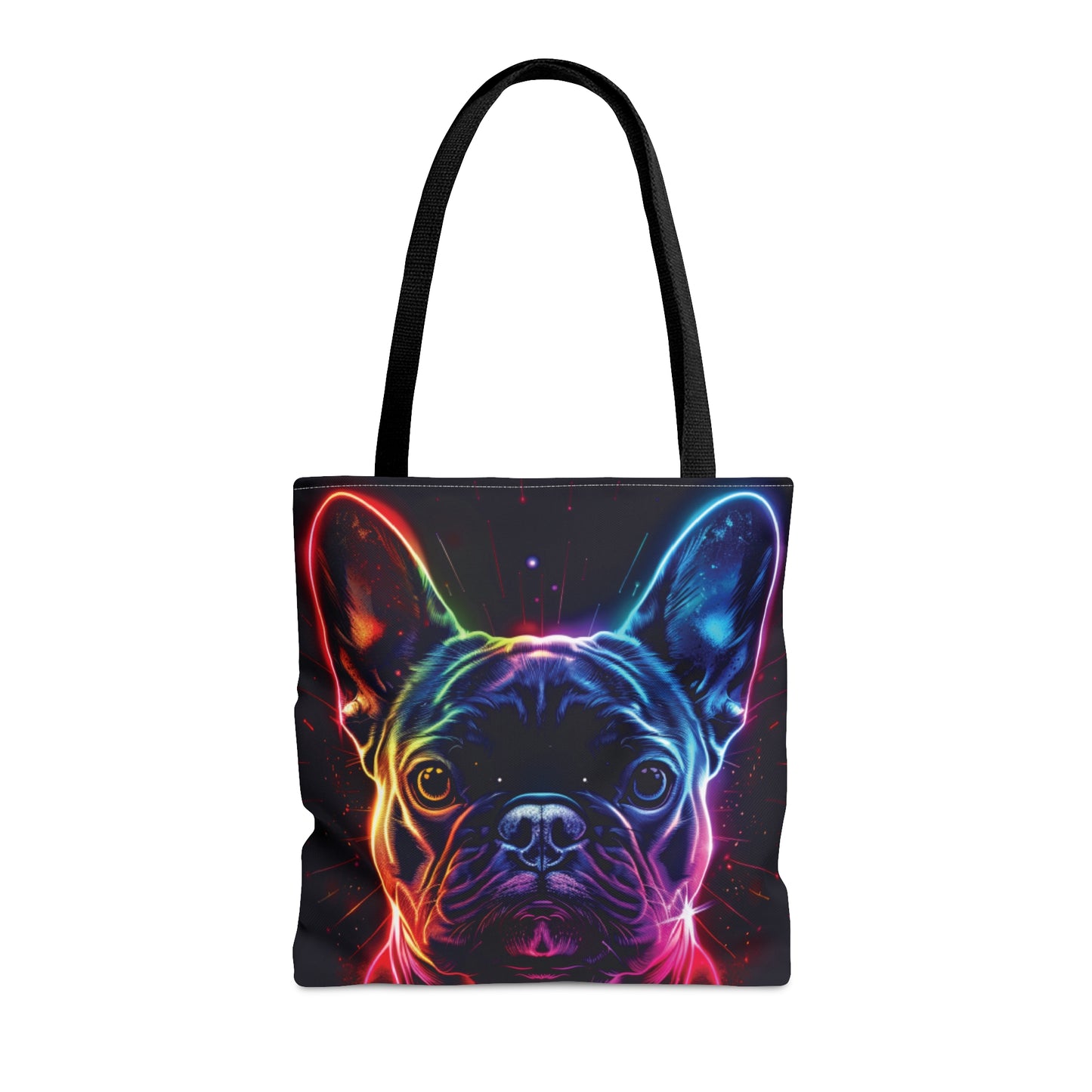 French Bulldog Neon themed Tote Bag (AOP) - French Boston