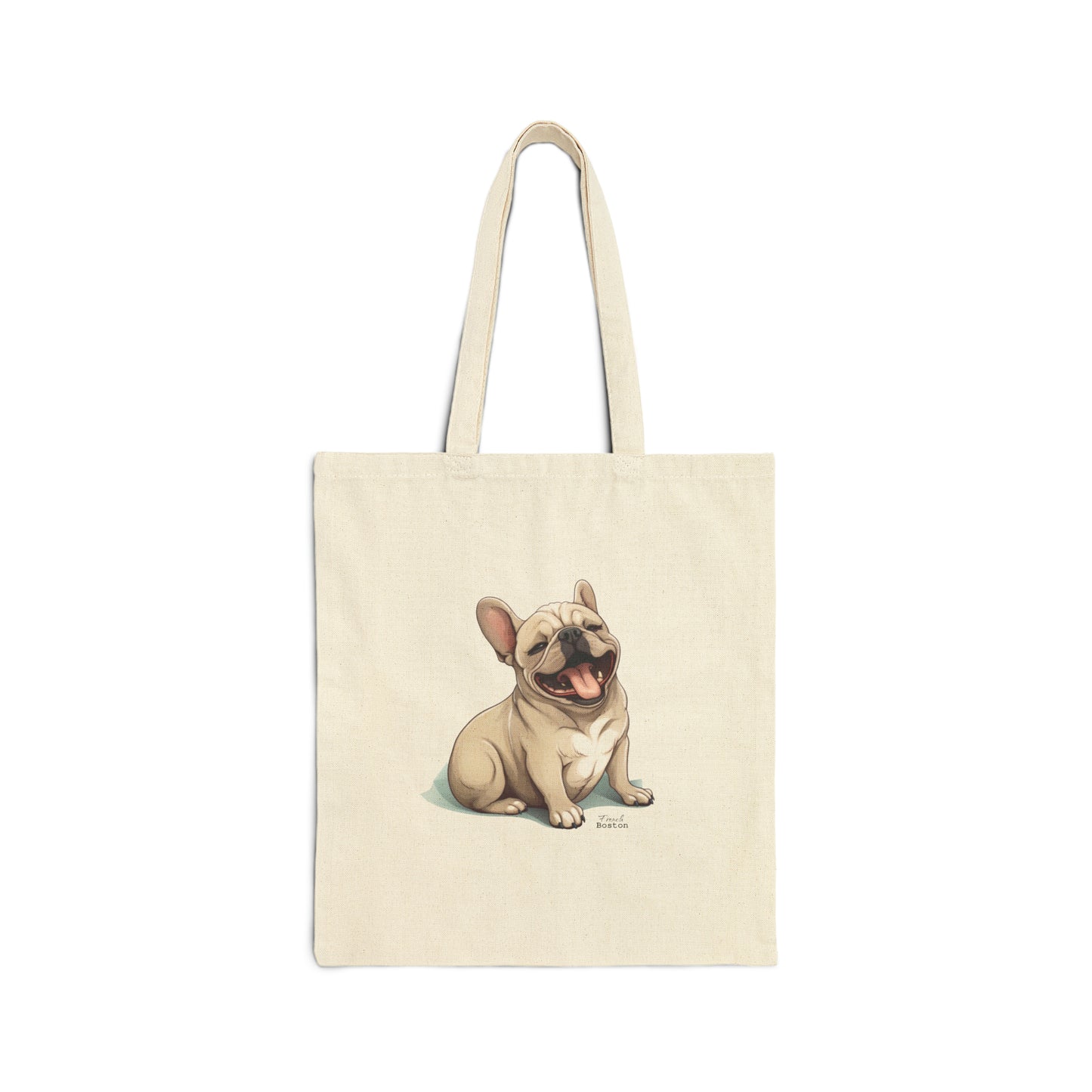 Cute Cartoon French Bulldog Themed 100% Cotton Canvas Tote Bag - French Boston