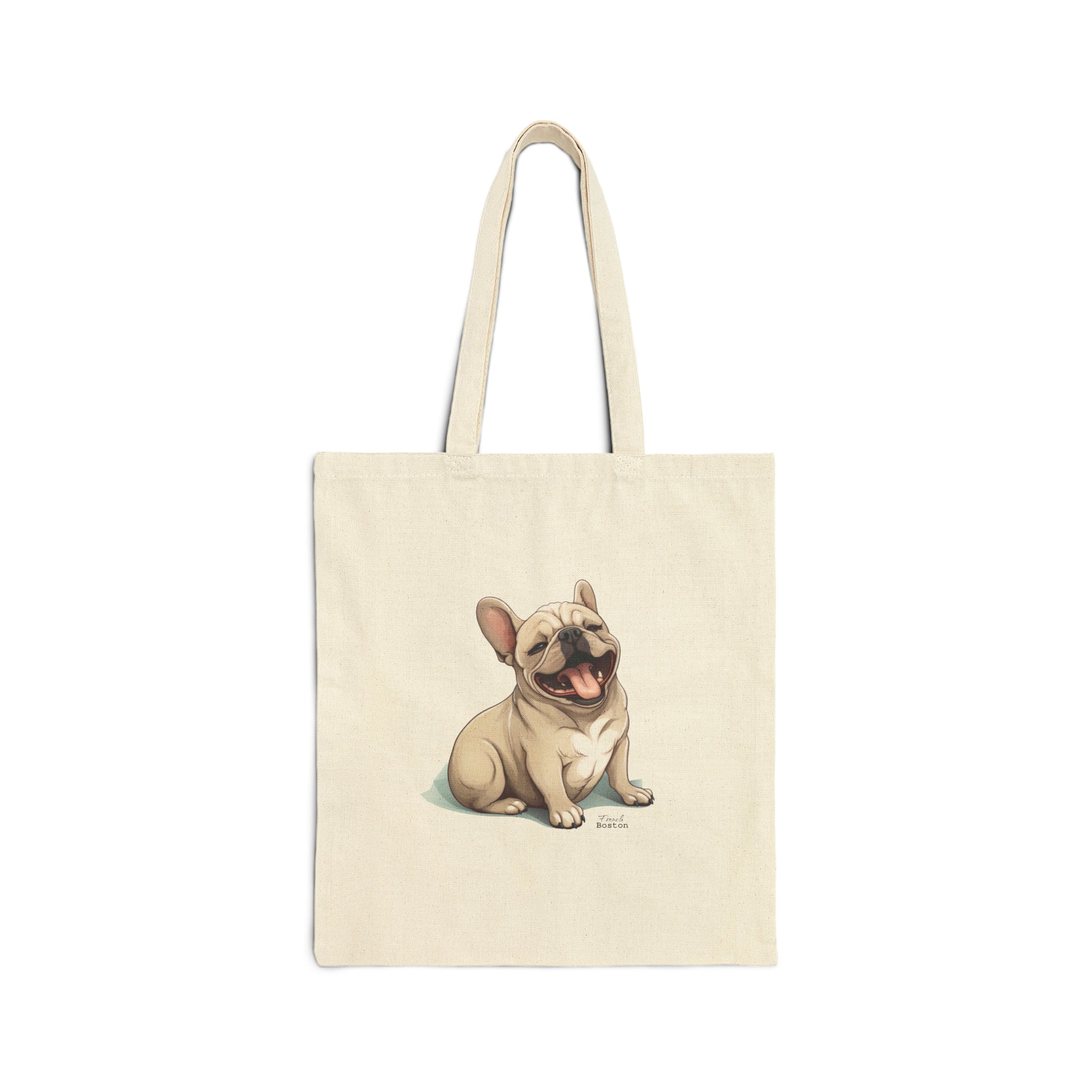 Cute Cartoon French Bulldog Themed 100% Cotton Canvas Tote Bag - French Boston