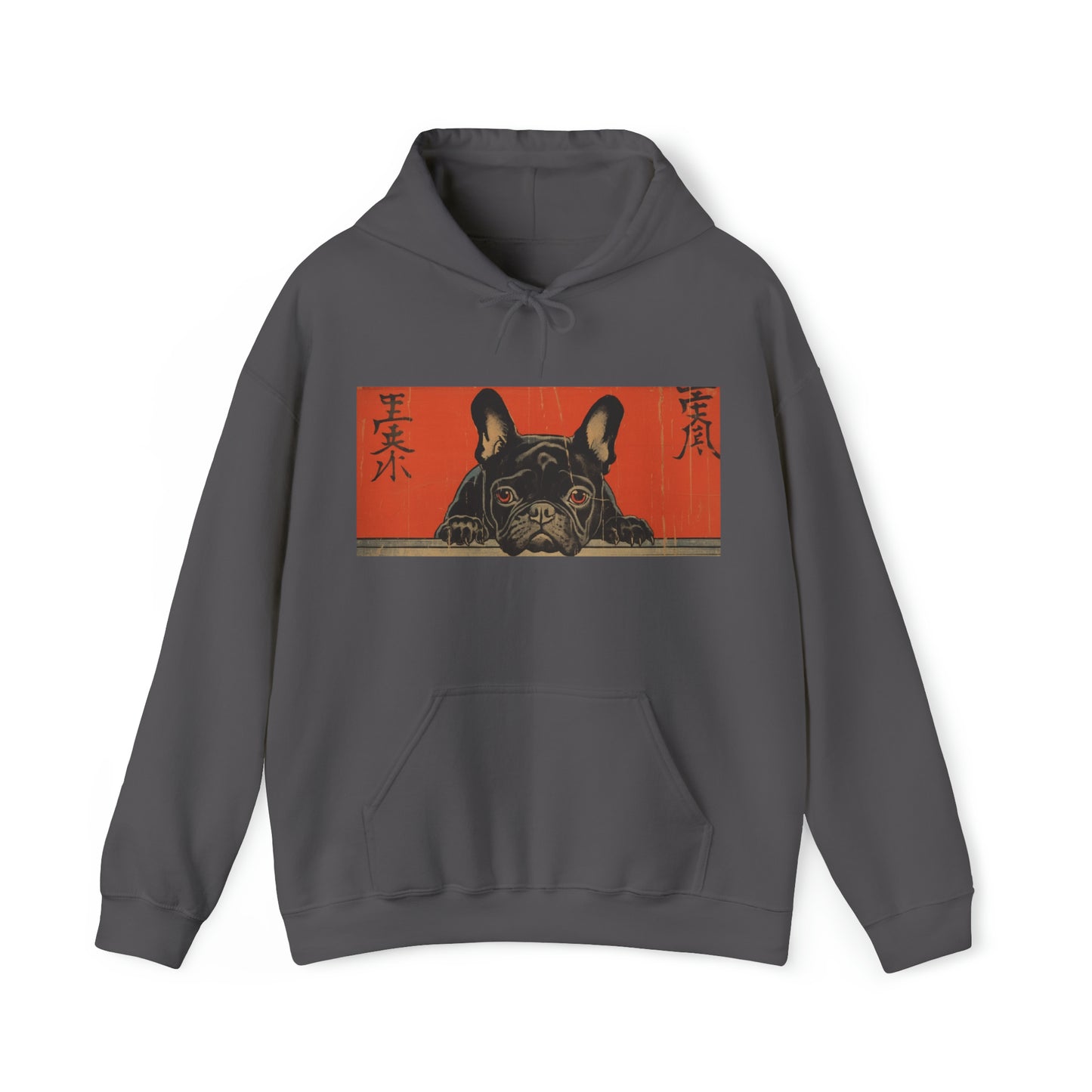 French Bulldog Woodblock Style Art - Unisex Heavy Blend™ Hooded Sweatshirt - French Boston