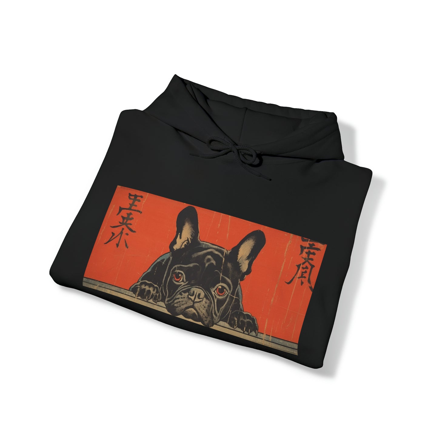 French Bulldog Woodblock Style Art - Unisex Heavy Blend™ Hooded Sweatshirt - French Boston