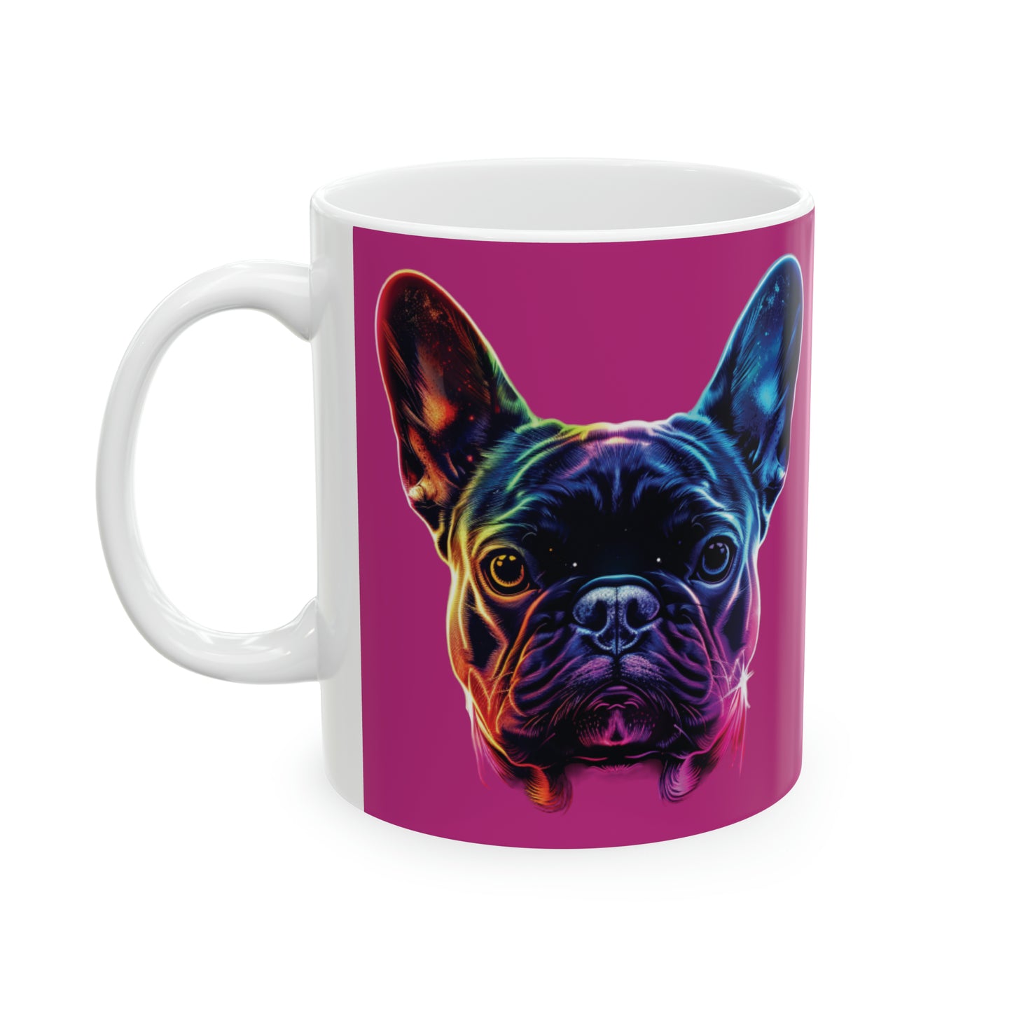 Neon French Bulldog Art Ceramic Mug 11oz - French Boston