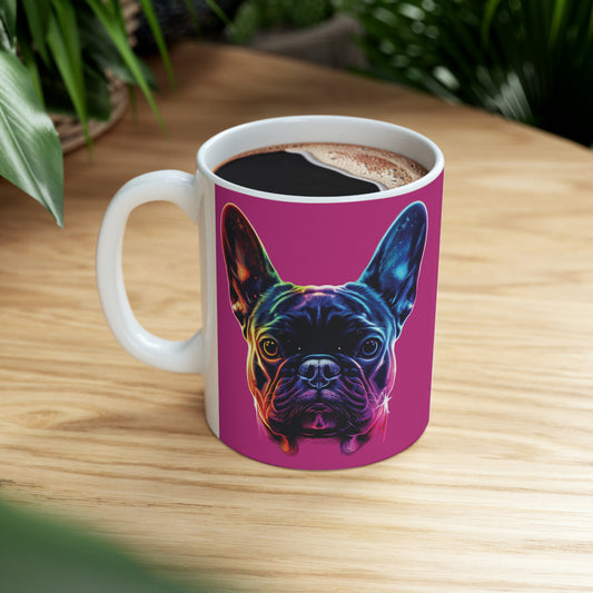 Neon French Bulldog Art Ceramic Mug 11oz - French Boston