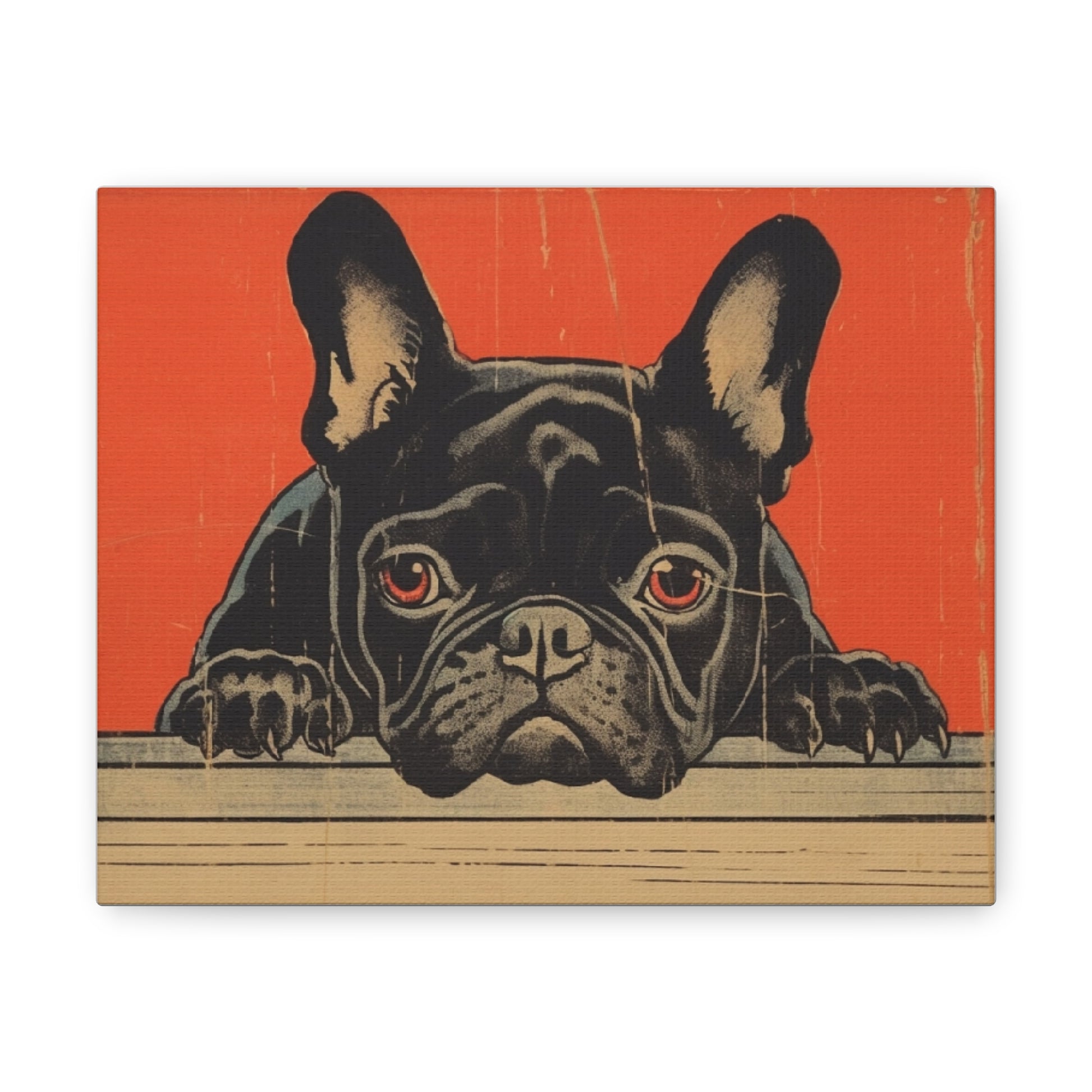 French Bulldog Vintage Style Art Print on Canvas - French Boston