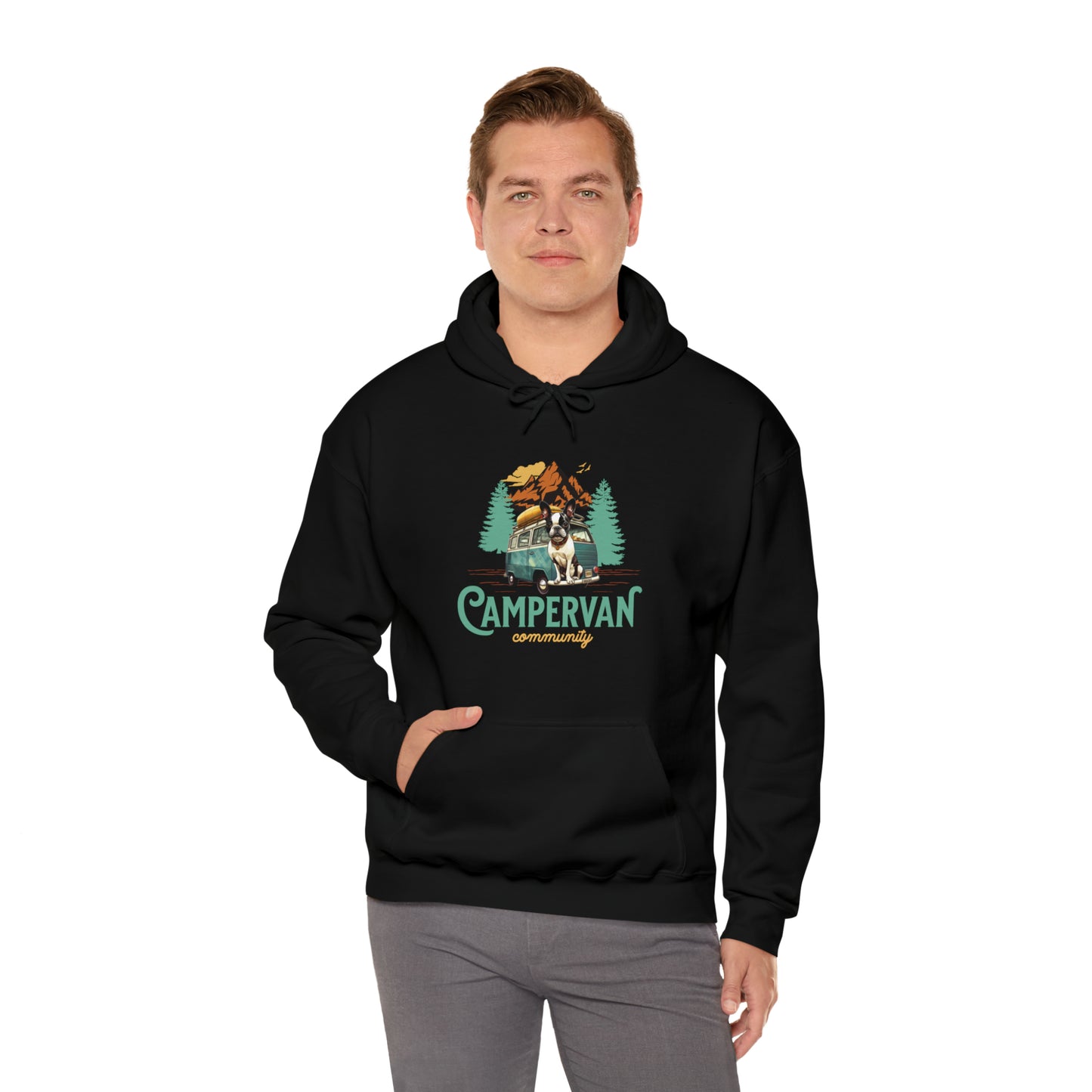 "Campervan Community" - French Boston Unisex Heavy Blend™ Hooded Sweatshirt - French Boston