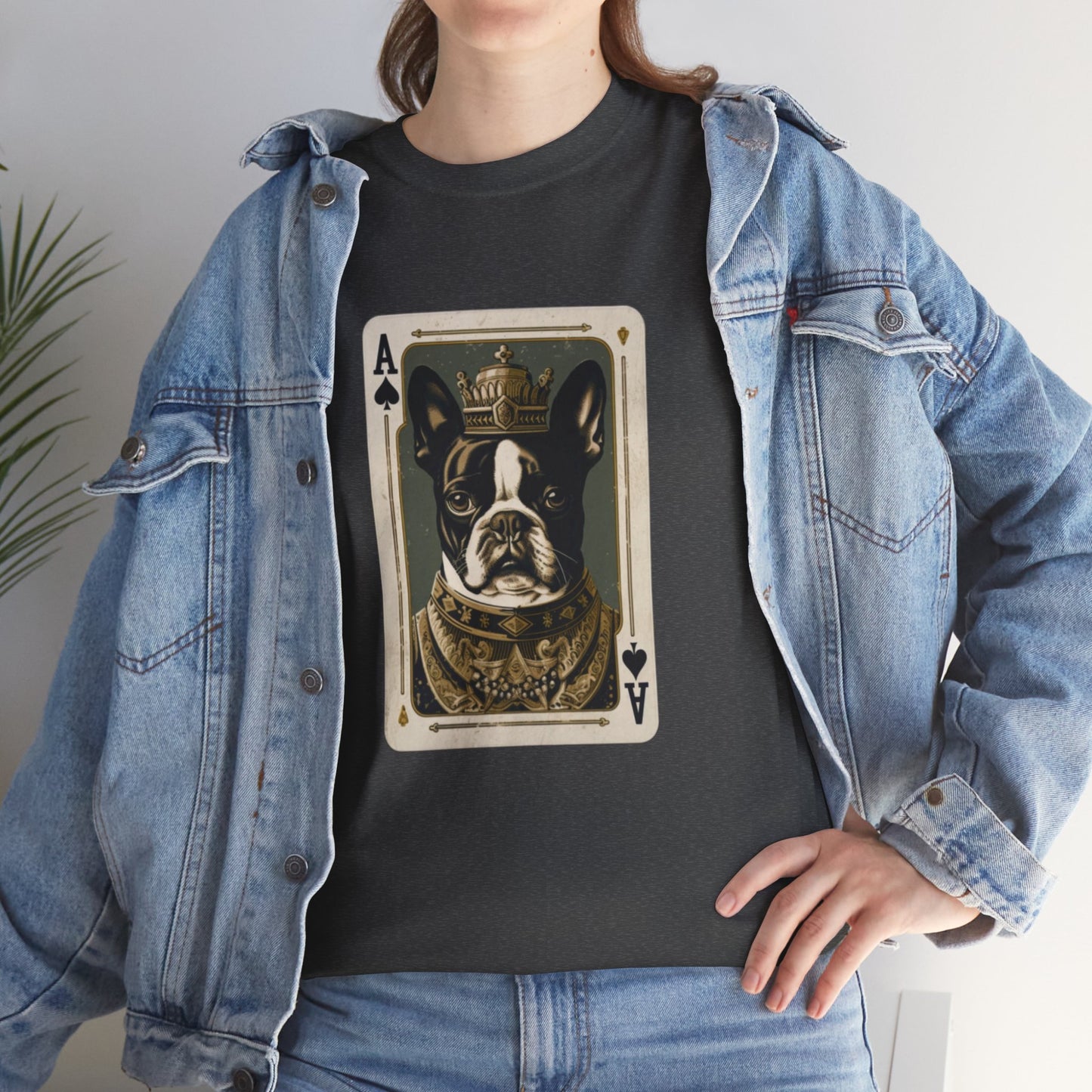 Boston Terrier Playing Card - French Boston Design T-Shirt - 100% Cotton