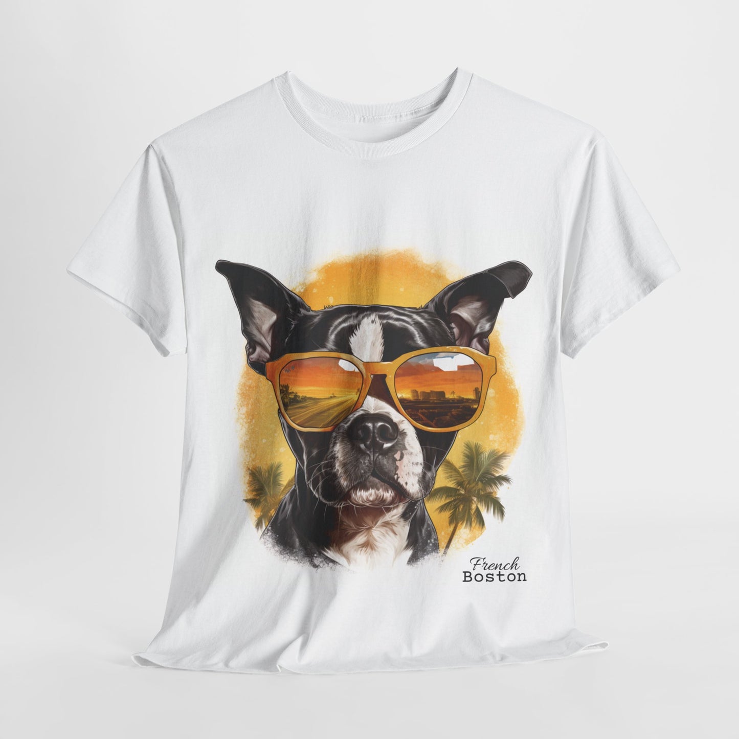 Summer Fun Boston Terrier ,French Boston Unisex Heavy Cotton Tee