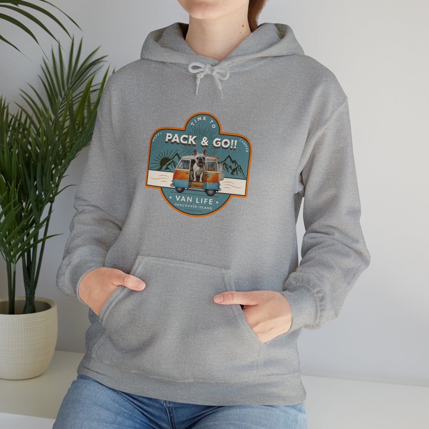 "Time to Pack & Go - Vancouver Island" - Unisex Heavy Blend™ Hooded Sweatshirt - French Boston