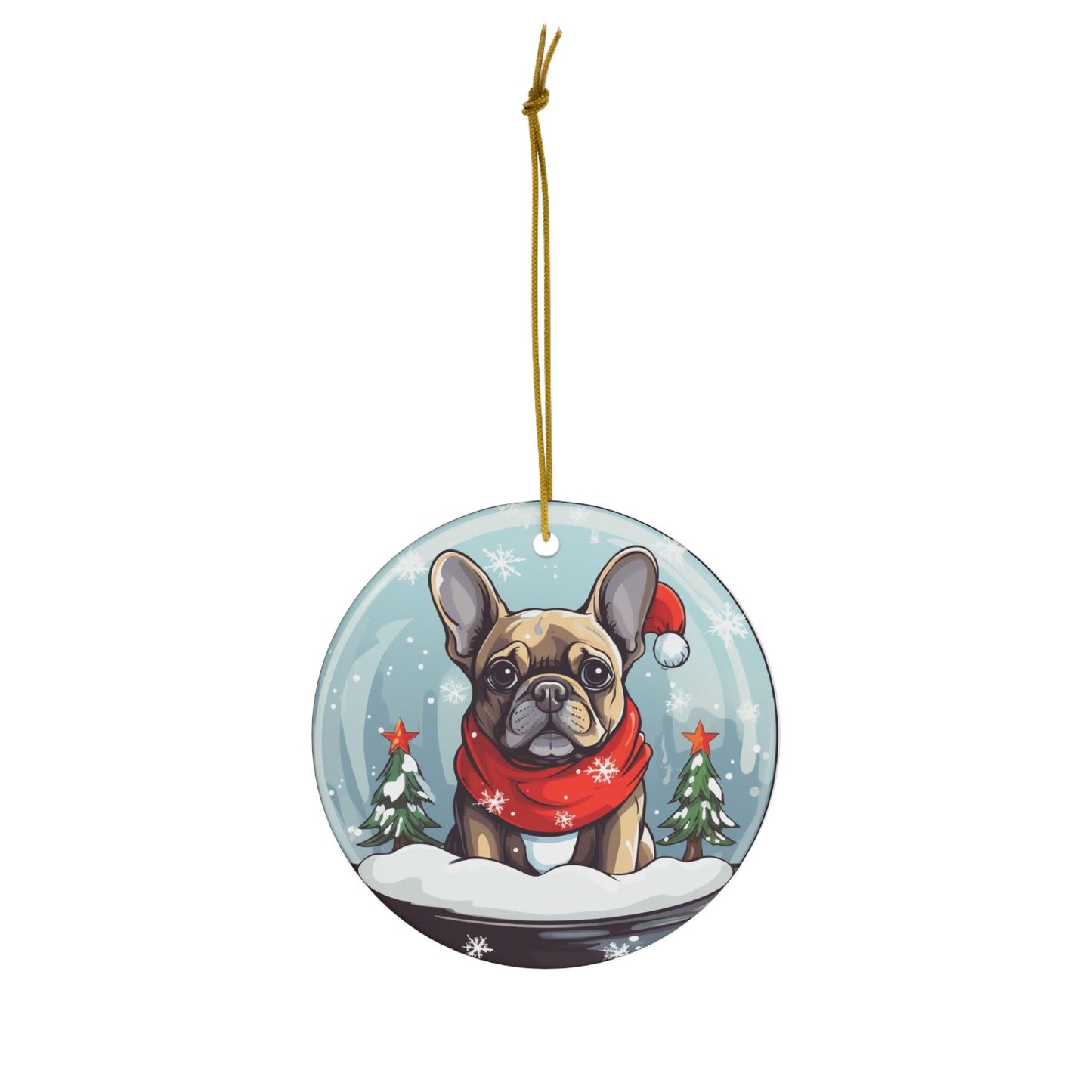 Snowglobe French Bulldog Holiday Tree Ornament - French Boston