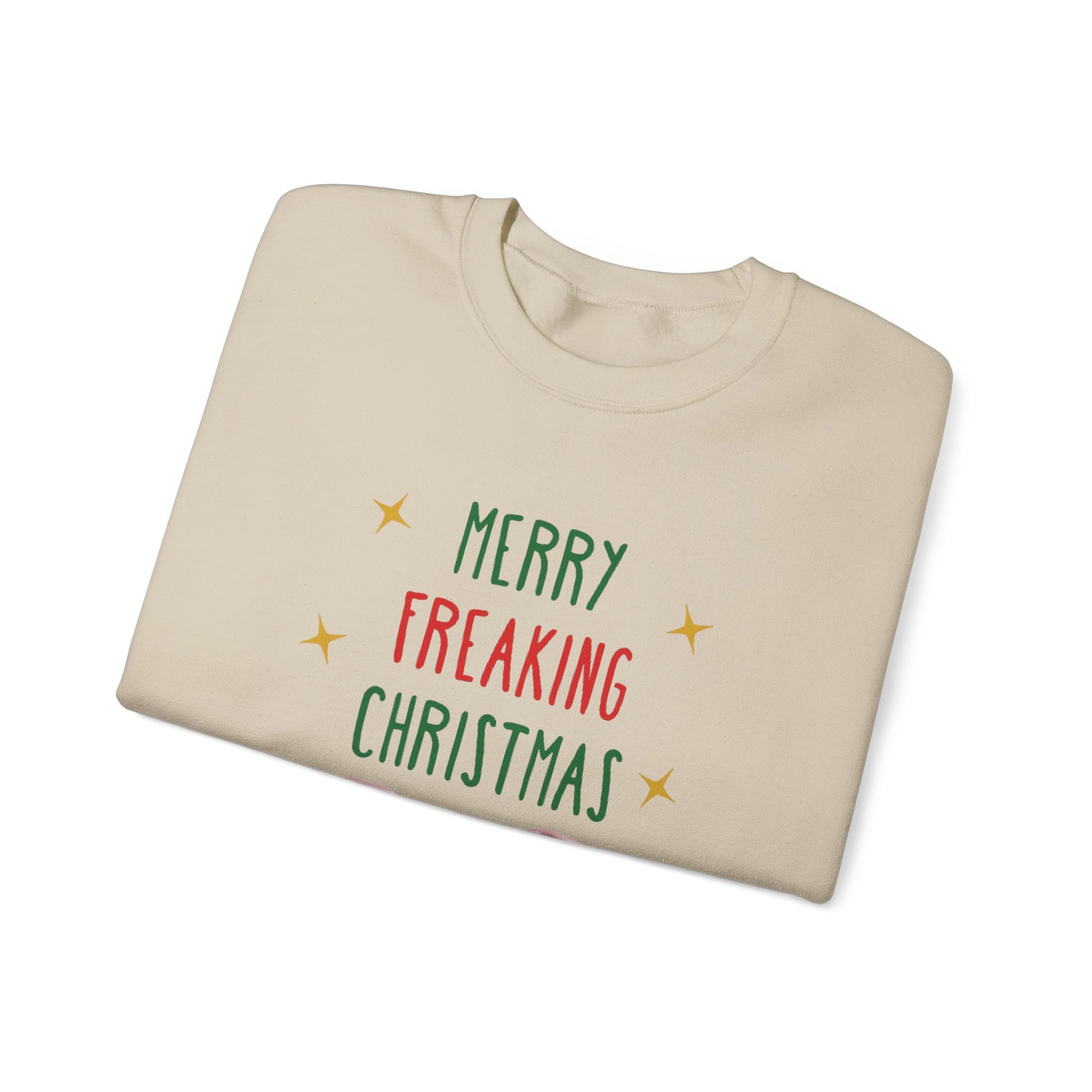 "Merry Freaking Christmas" - Funny French Bulldog Christmas Themed Sweatshirt - French Boston