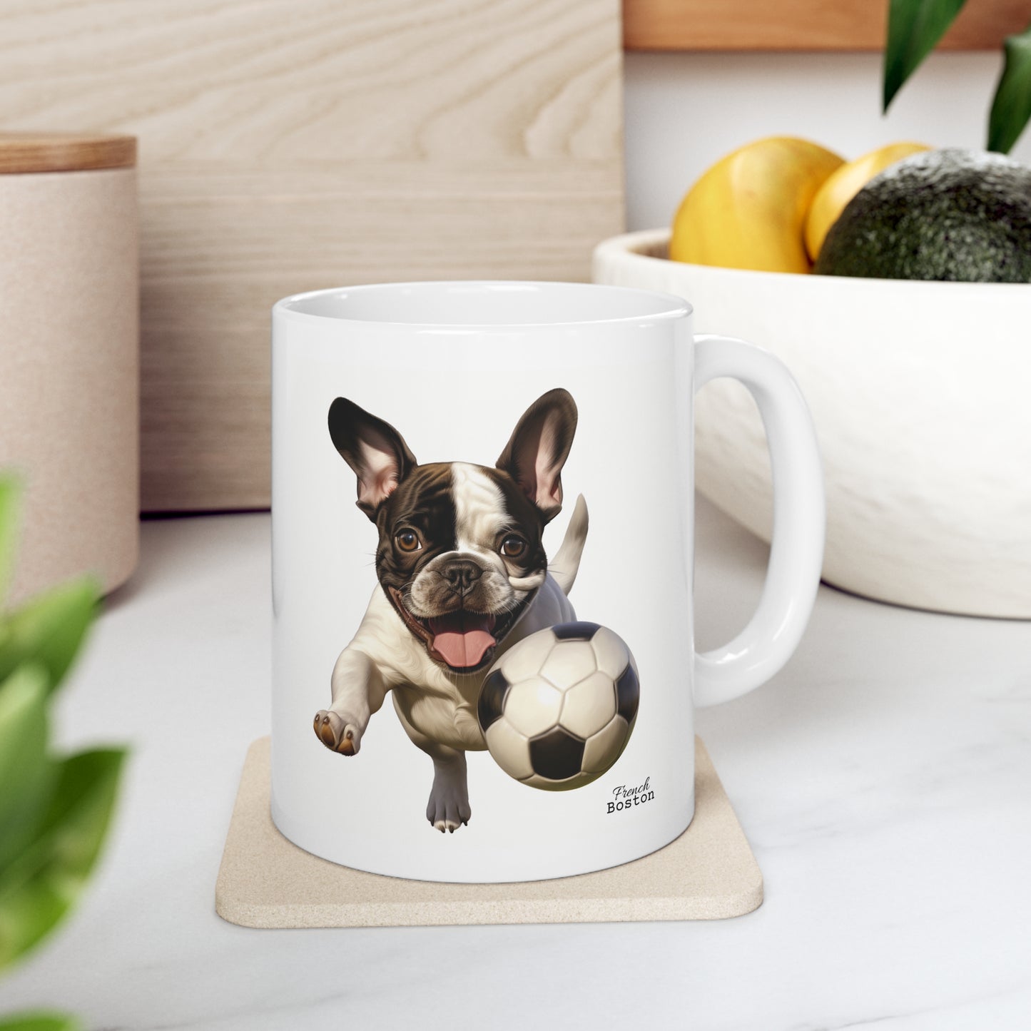 French Boston playing Football Coffee Mug 11oz - French Boston