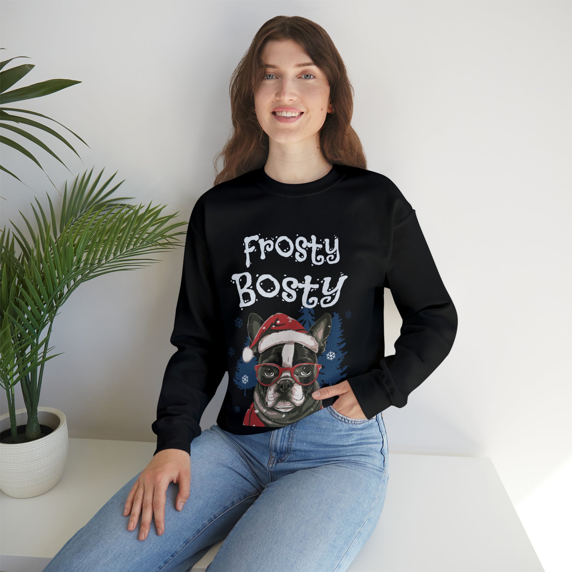 "Frosty Bosty" Christmas Unisex Crewneck Sweatshirt - French Boston