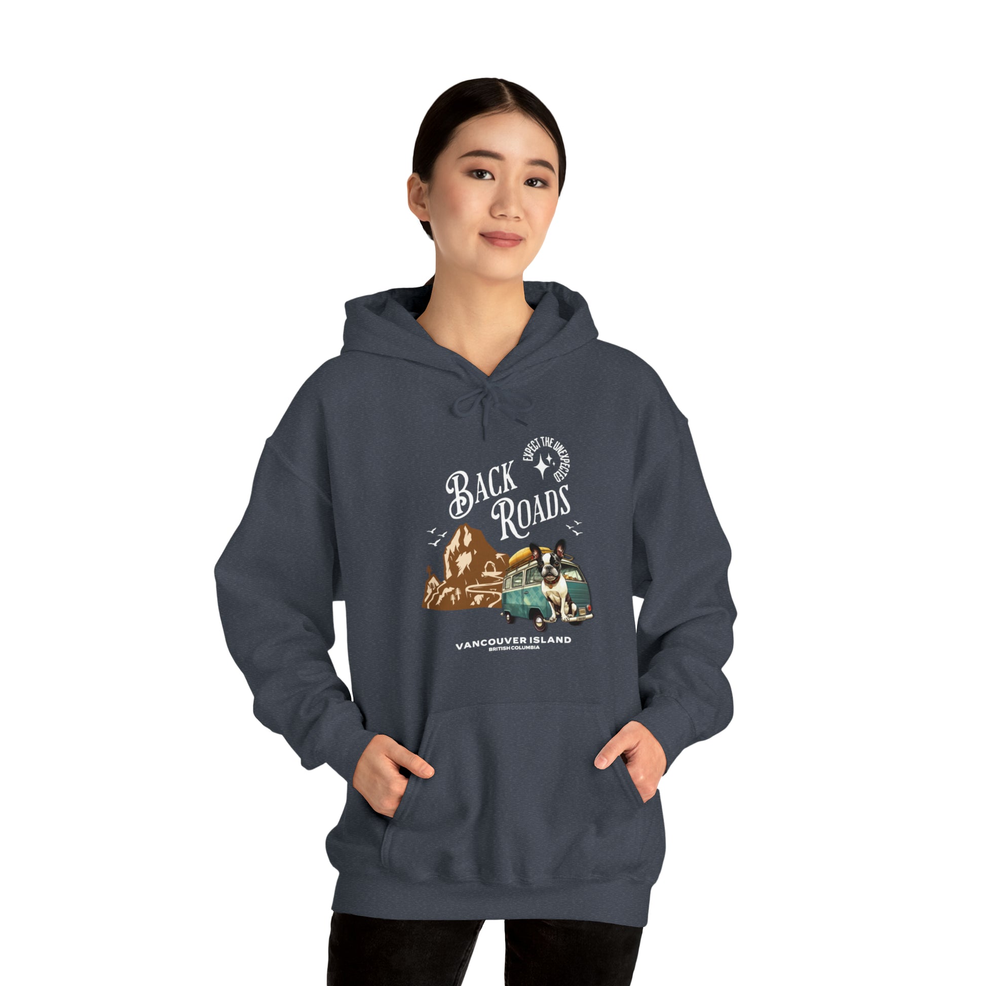 "Back Roads Vancouver Island - Expect the Unexpected" - Unisex Heavy Blend™ Hooded Sweatshirt - French Boston