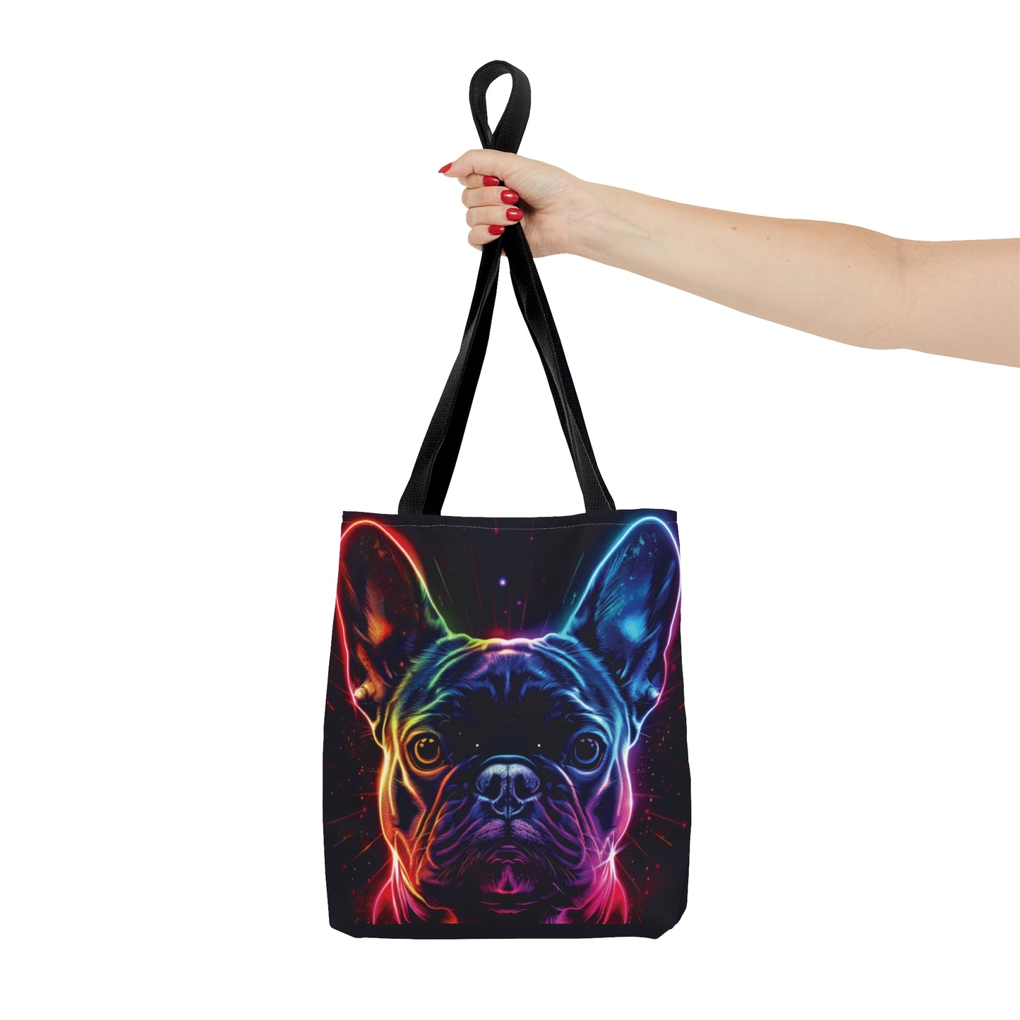 French Bulldog Neon themed Tote Bag (AOP) - French Boston