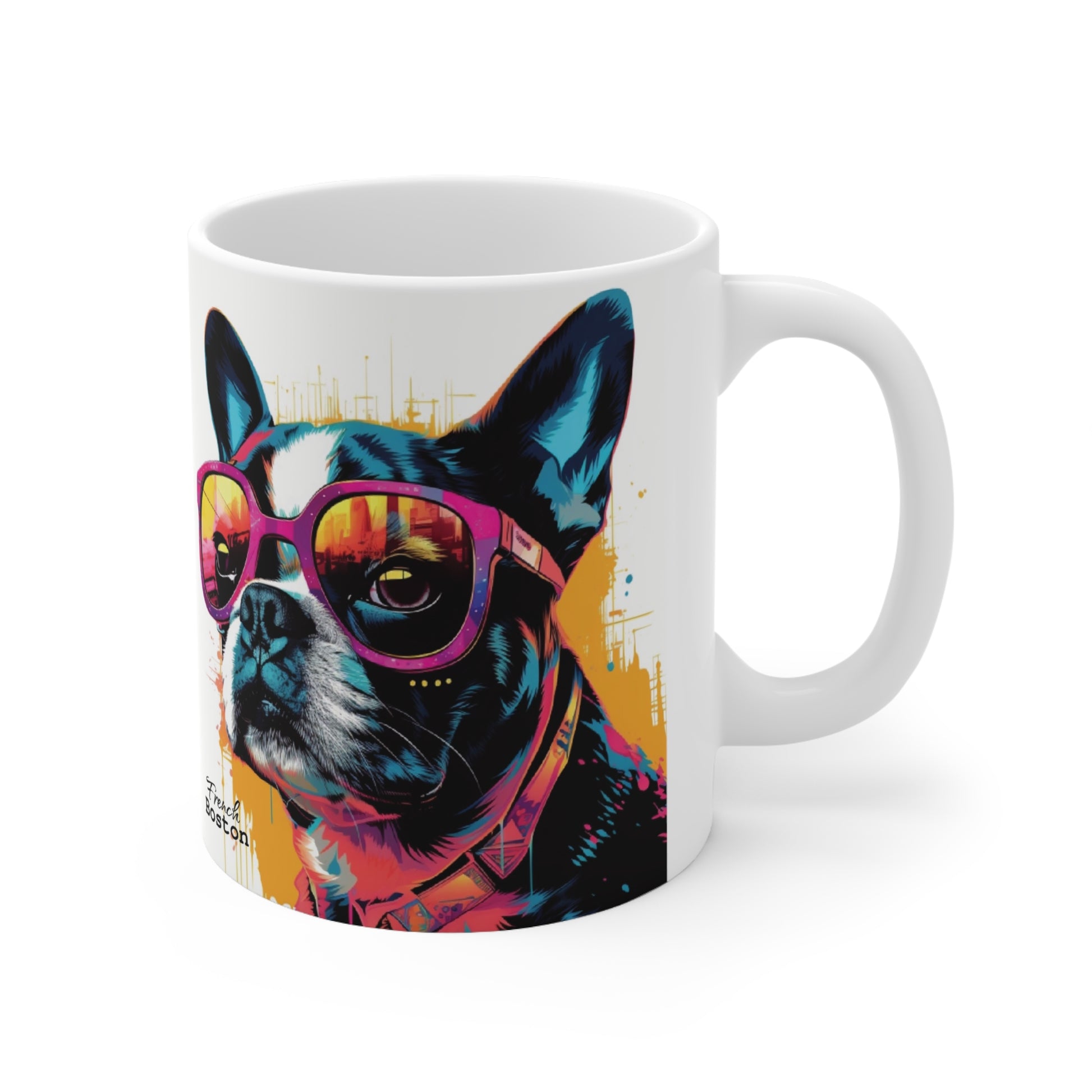 French Boston Pop Art Design Coffee Mug 11oz - French Boston