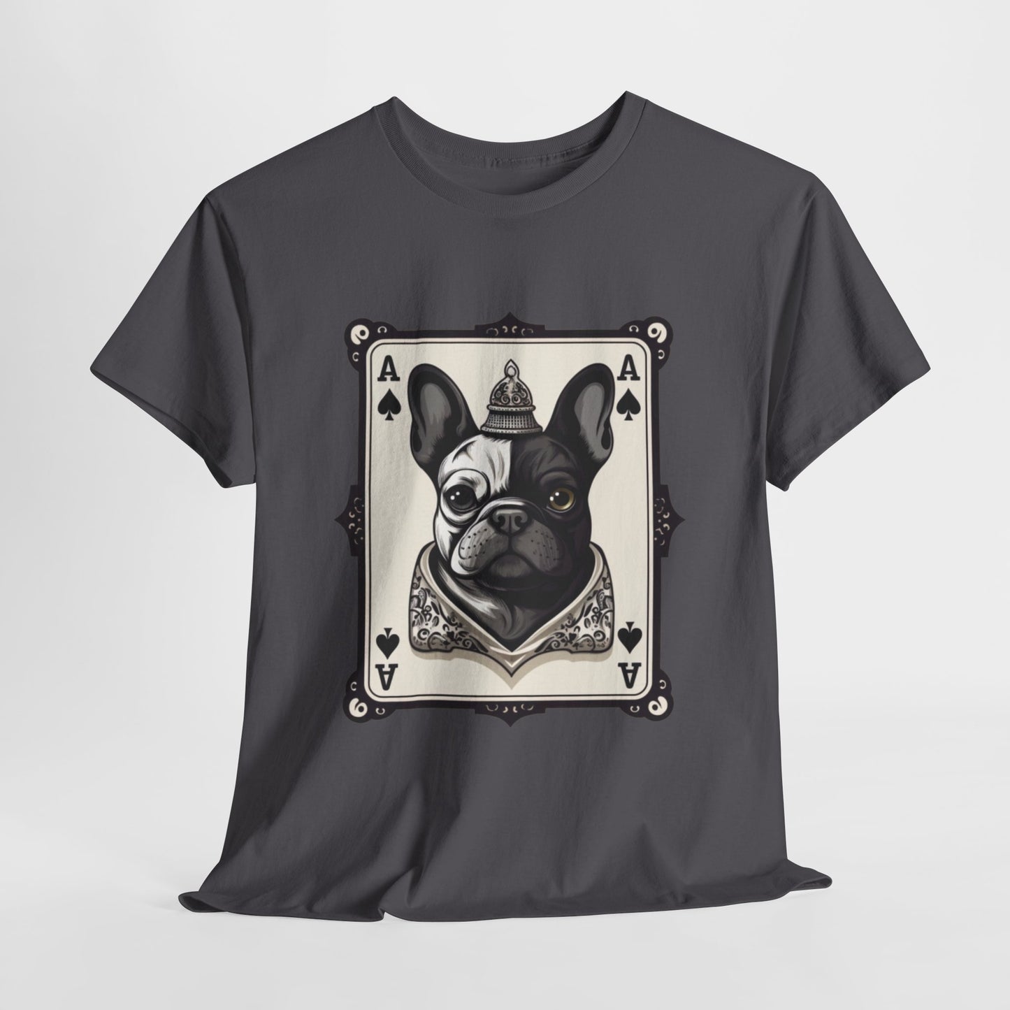 French Bulldog Playing Card - French Boston Design T-Shirt - 100% Cotton