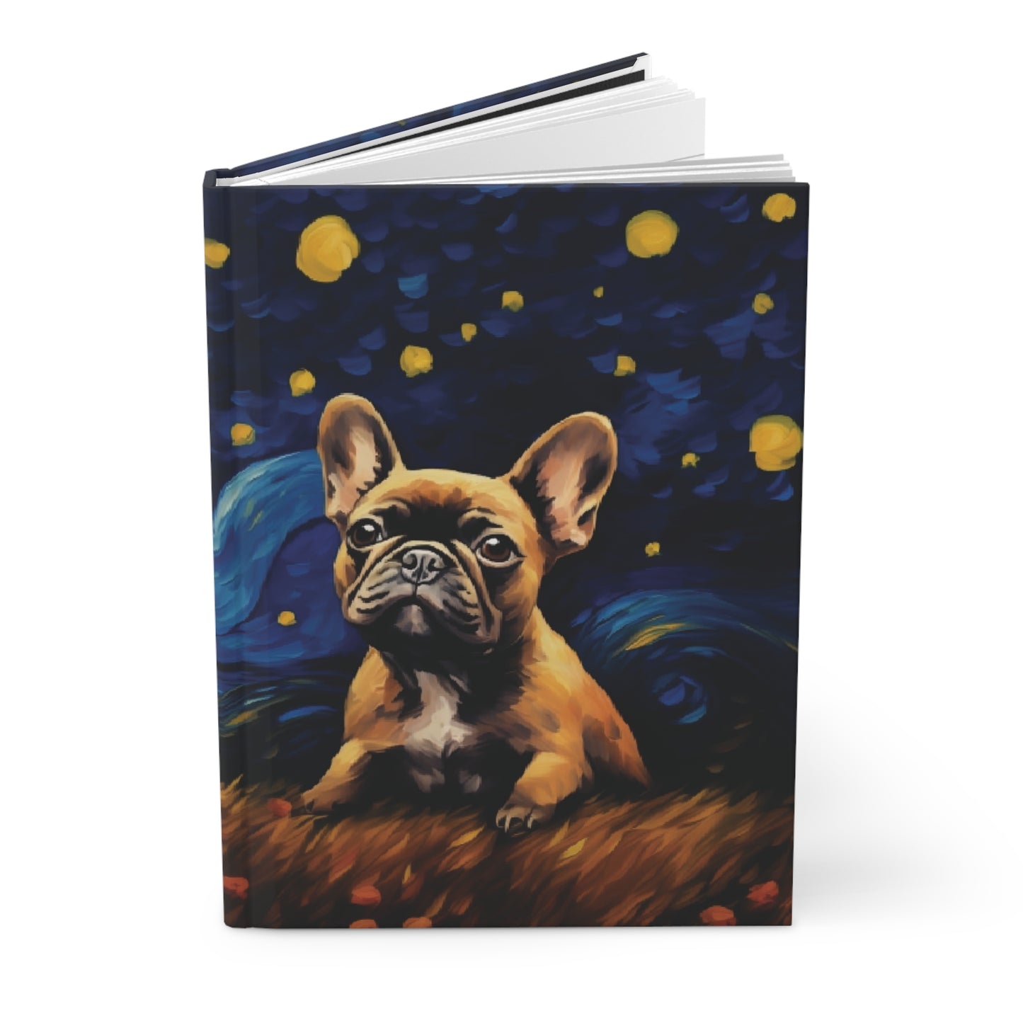 French Bulldog in Van Gogh Style Art - Hardcover Journal Matte - French Boston