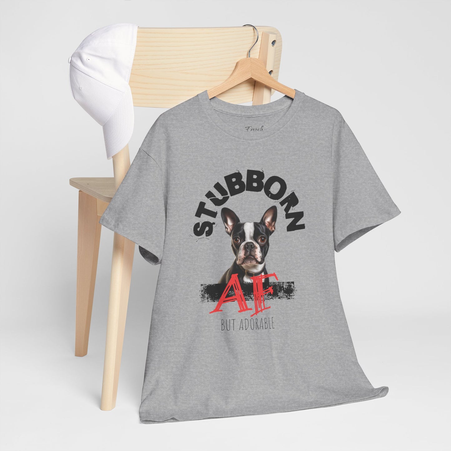 "Stubborn AF" Boston Terrier Unisex Heavy Cotton Tee