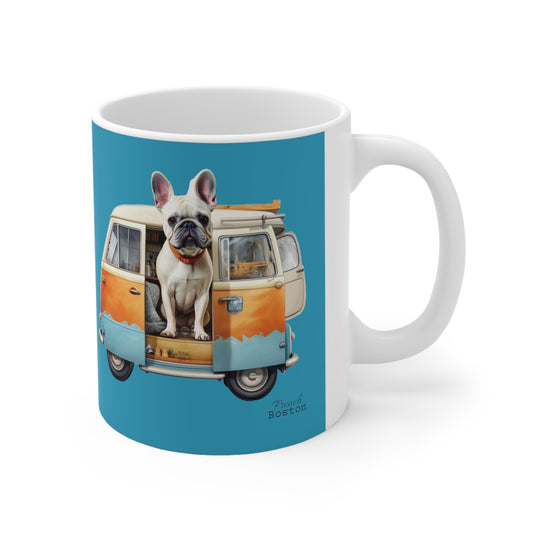 French Bulldog in Campervan Coffee Mug 11oz - French Boston