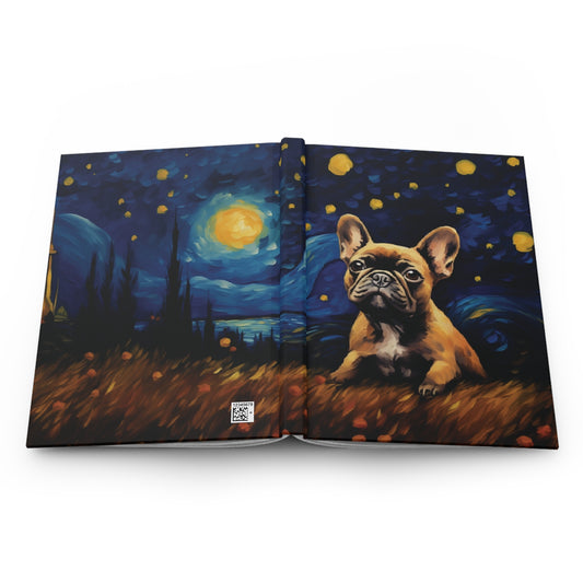 French Bulldog in Van Gogh Style Art - Hardcover Journal Matte - French Boston