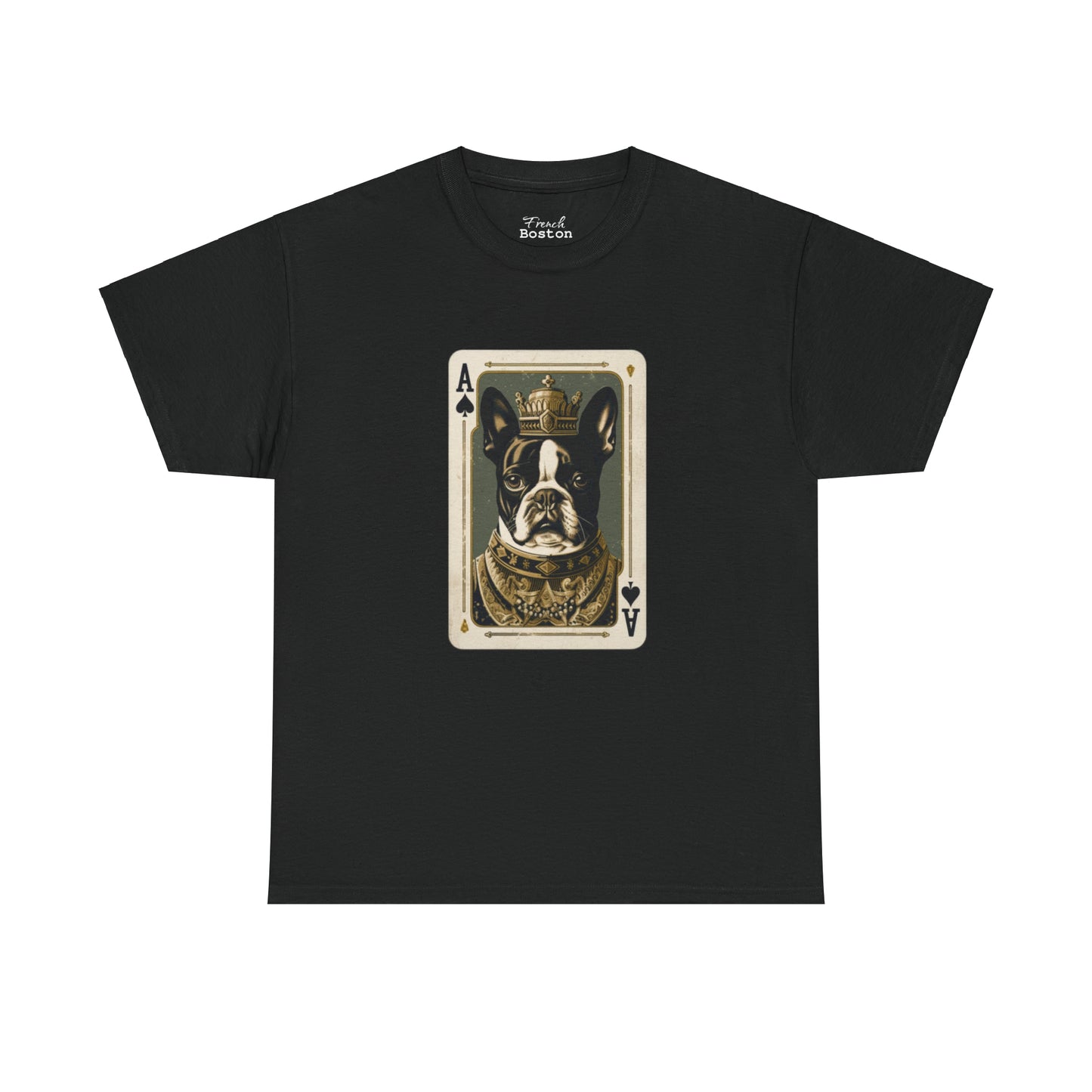 Boston Terrier Playing Card - French Boston Design T-Shirt - 100% Cotton