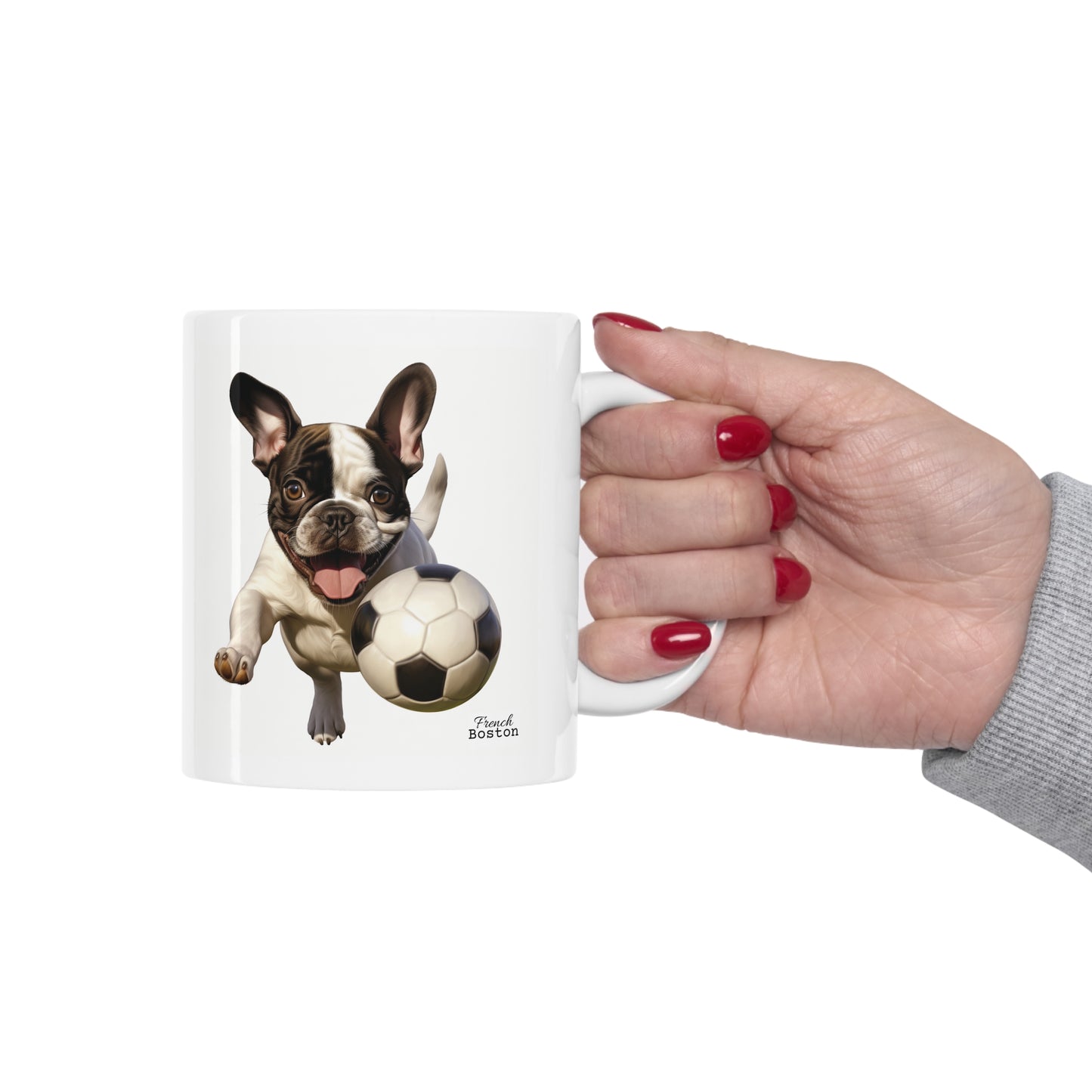 French Boston playing Football Coffee Mug 11oz - French Boston