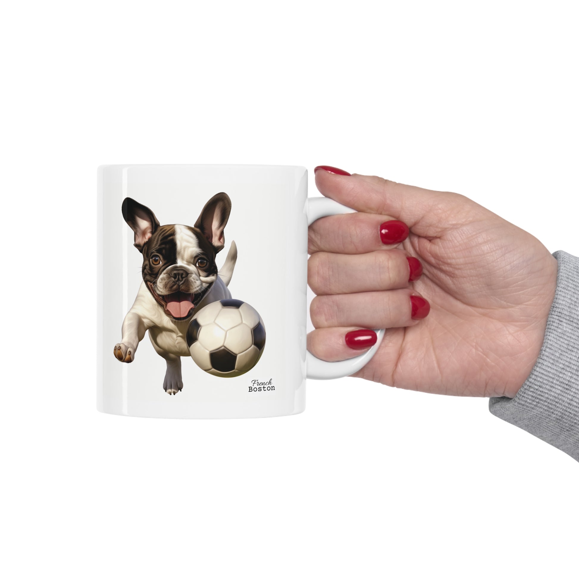 French Boston playing Football Coffee Mug 11oz - French Boston