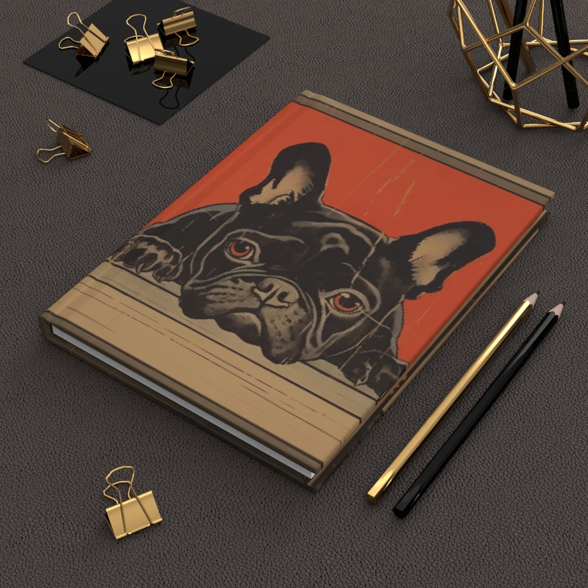 French Bulldog Block Style Art -Hardcover Journal Matte - French Boston