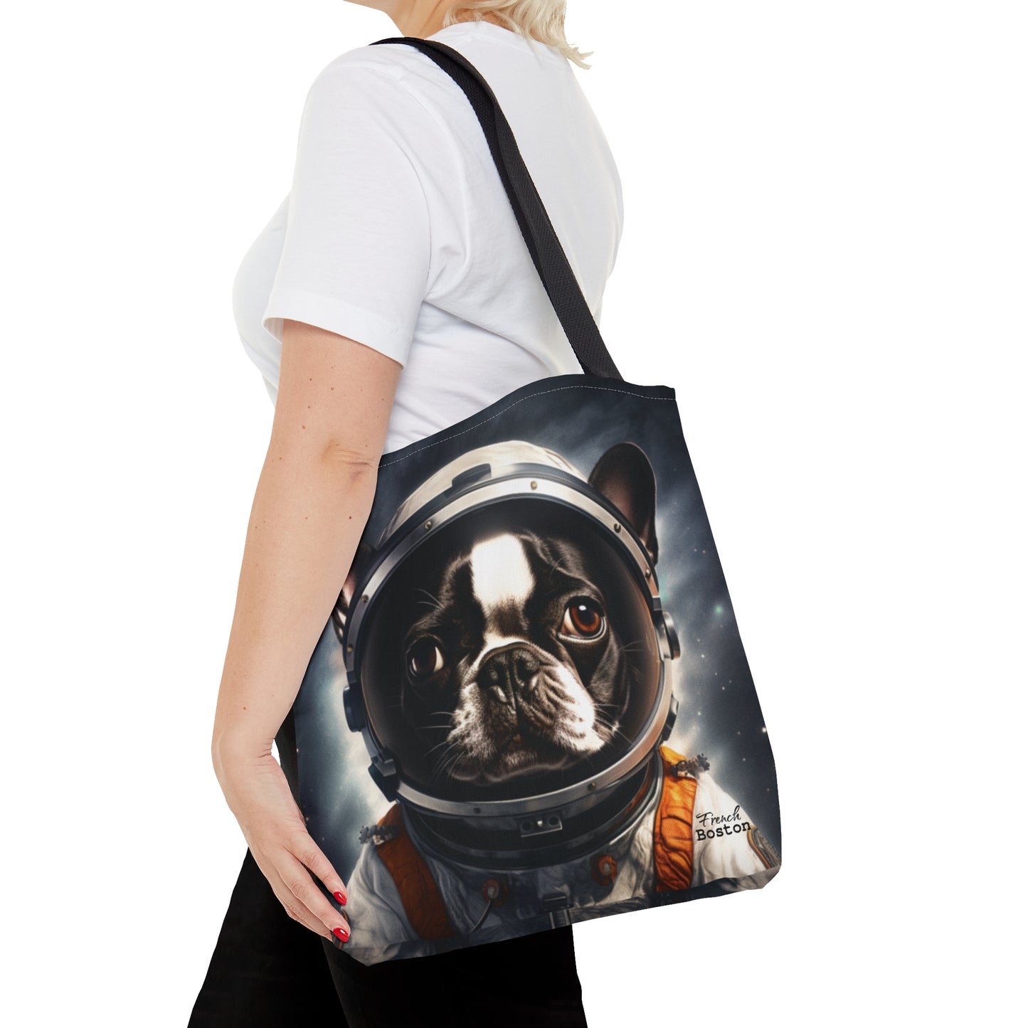 Astronaut Frenchie Boston Terrier in Space themed Tote Bag (AOP) - French Boston