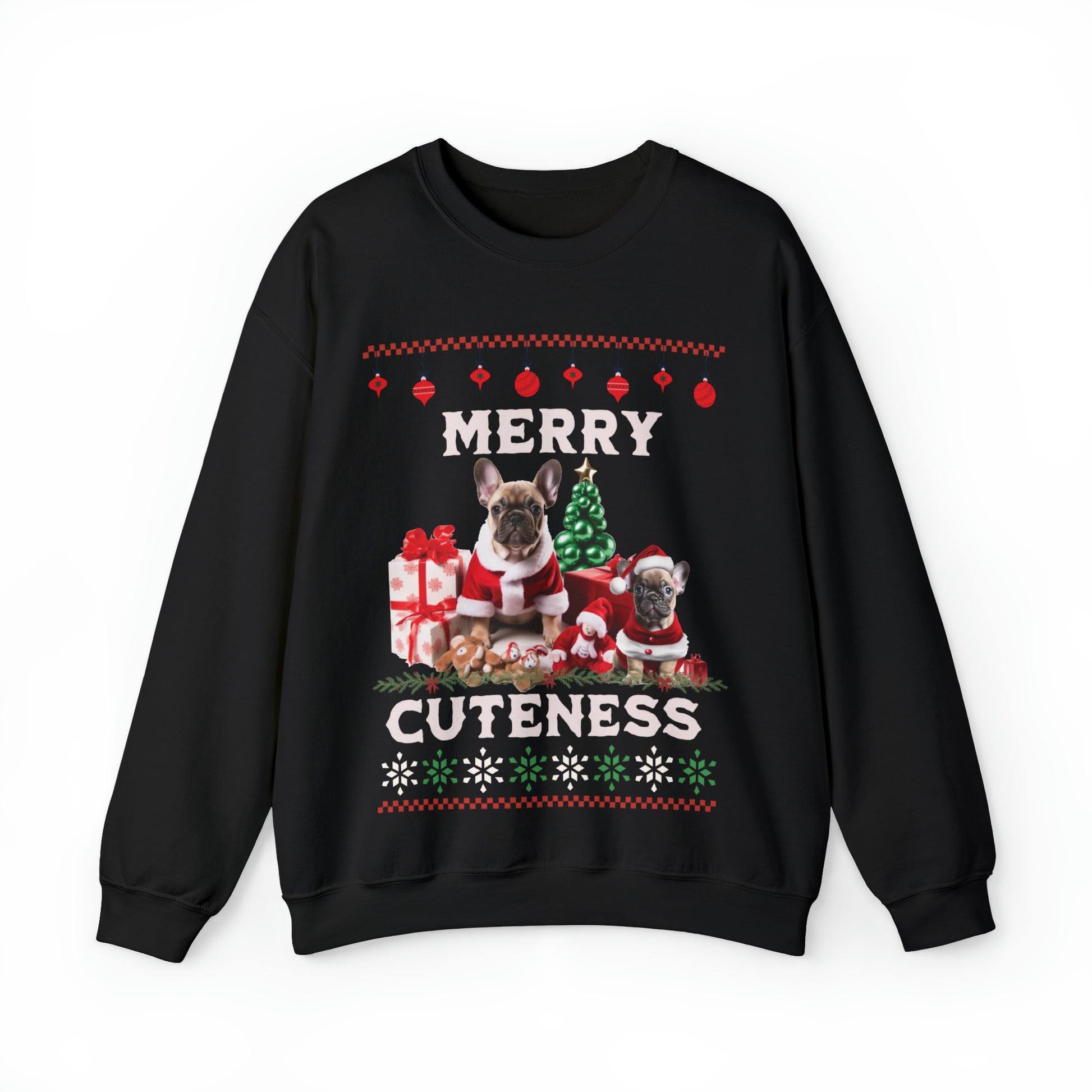 "Merry Cuteness" French Bulldog Christmas Themed Unisex Crewneck Sweatshirt - French Boston