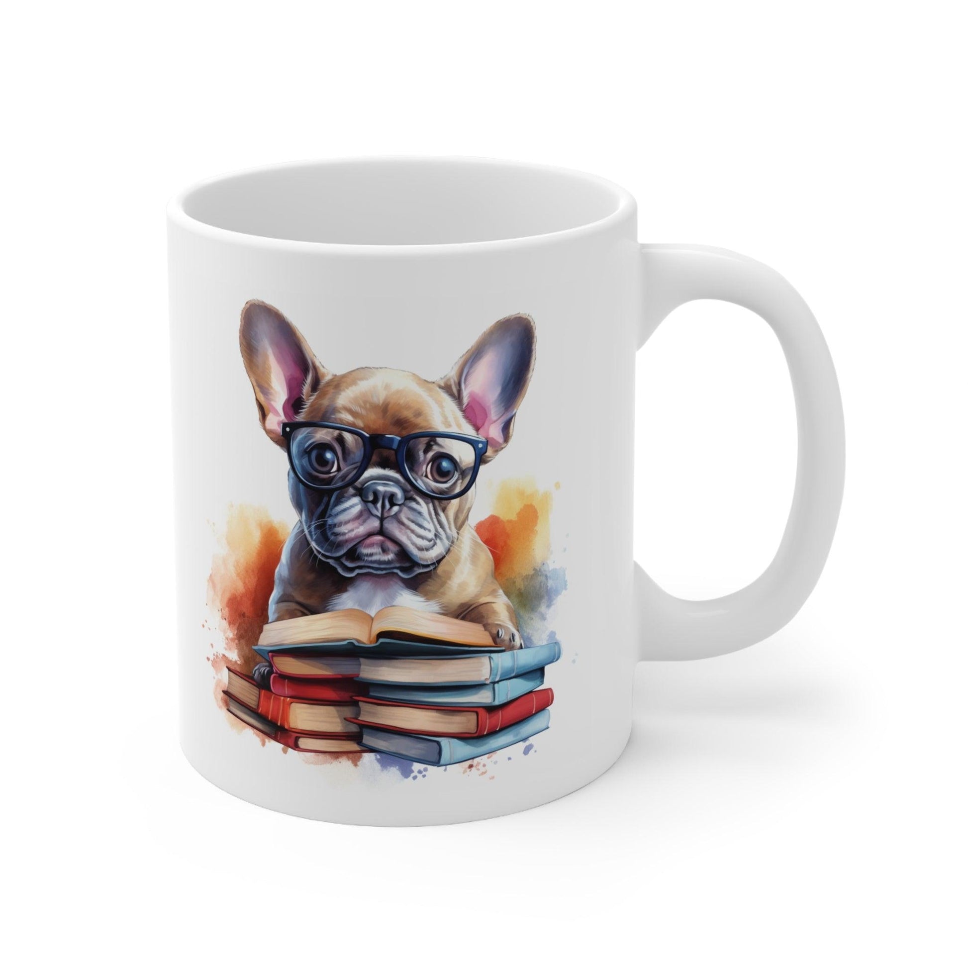 Frenchie with Books Ceramic Mug 11oz - French Boston