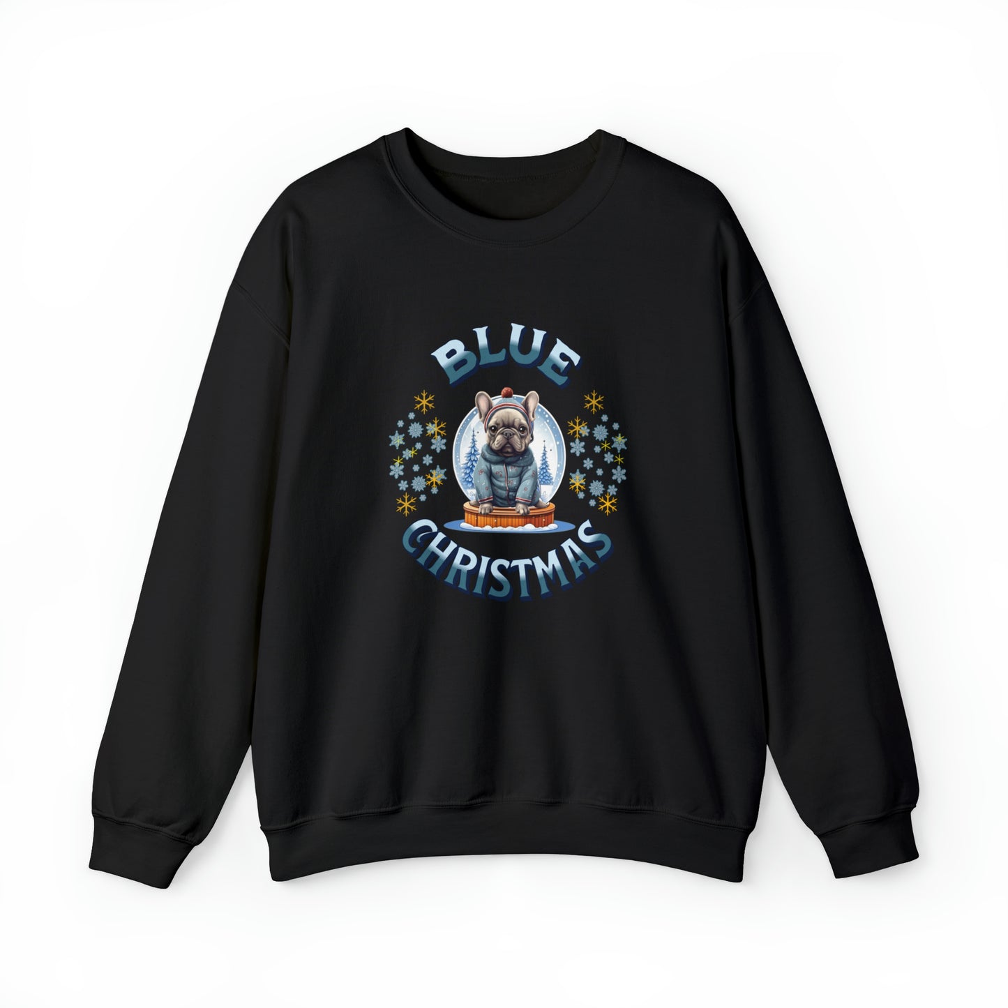 Blue French Bulldog Christmas Unisex Crewneck Sweatshirt - French Boston