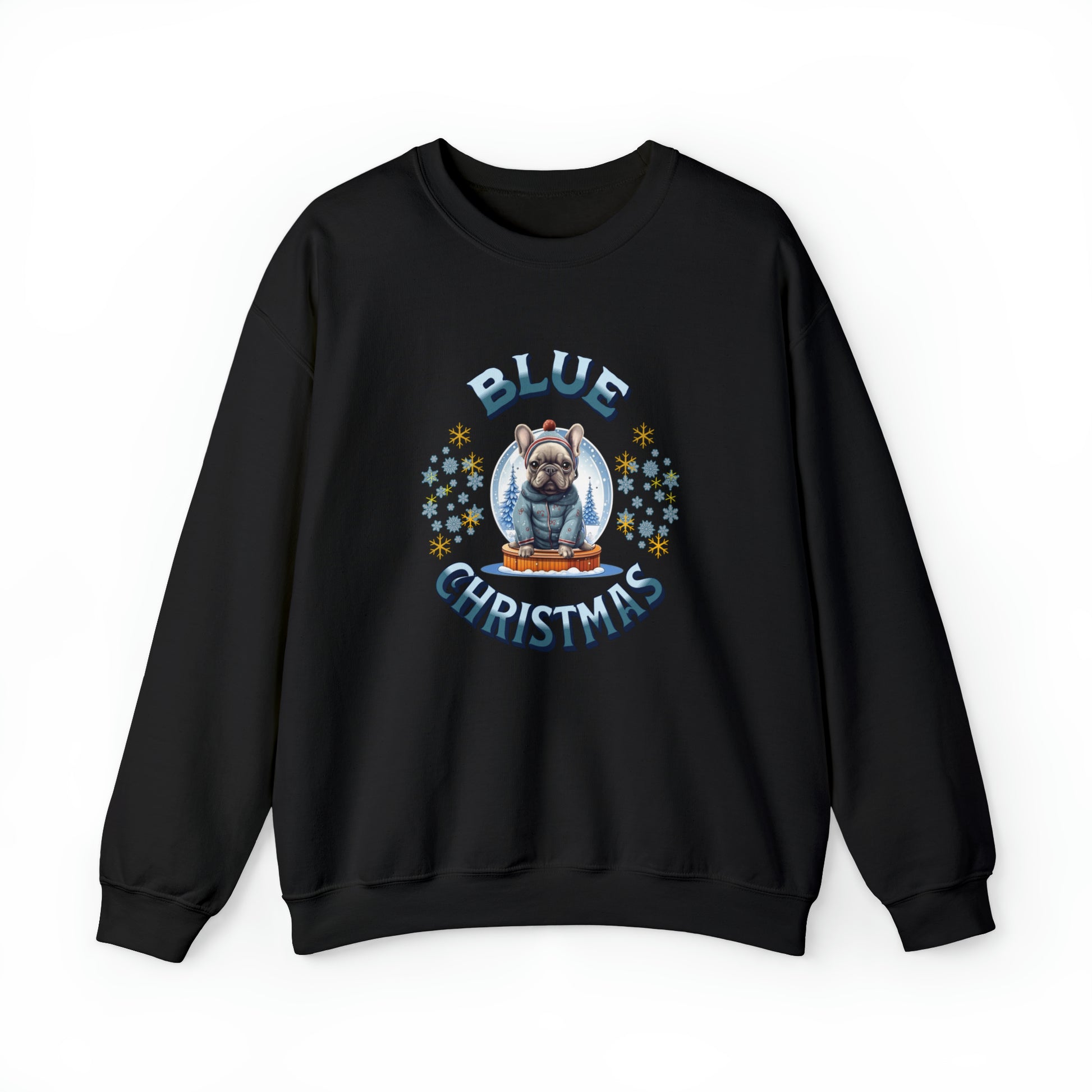 Blue French Bulldog Christmas Unisex Crewneck Sweatshirt - French Boston