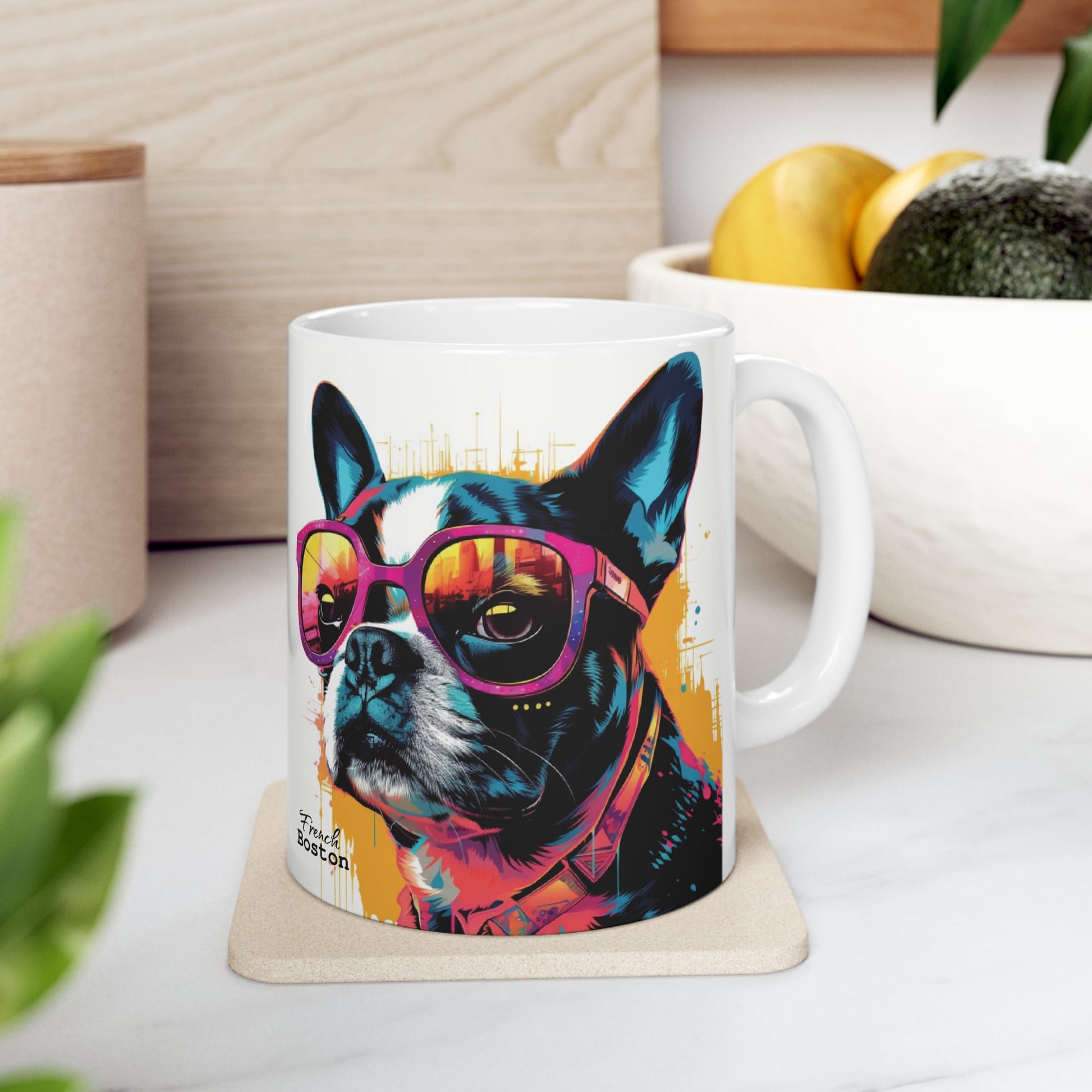 French Boston Pop Art Design Coffee Mug 11oz - French Boston