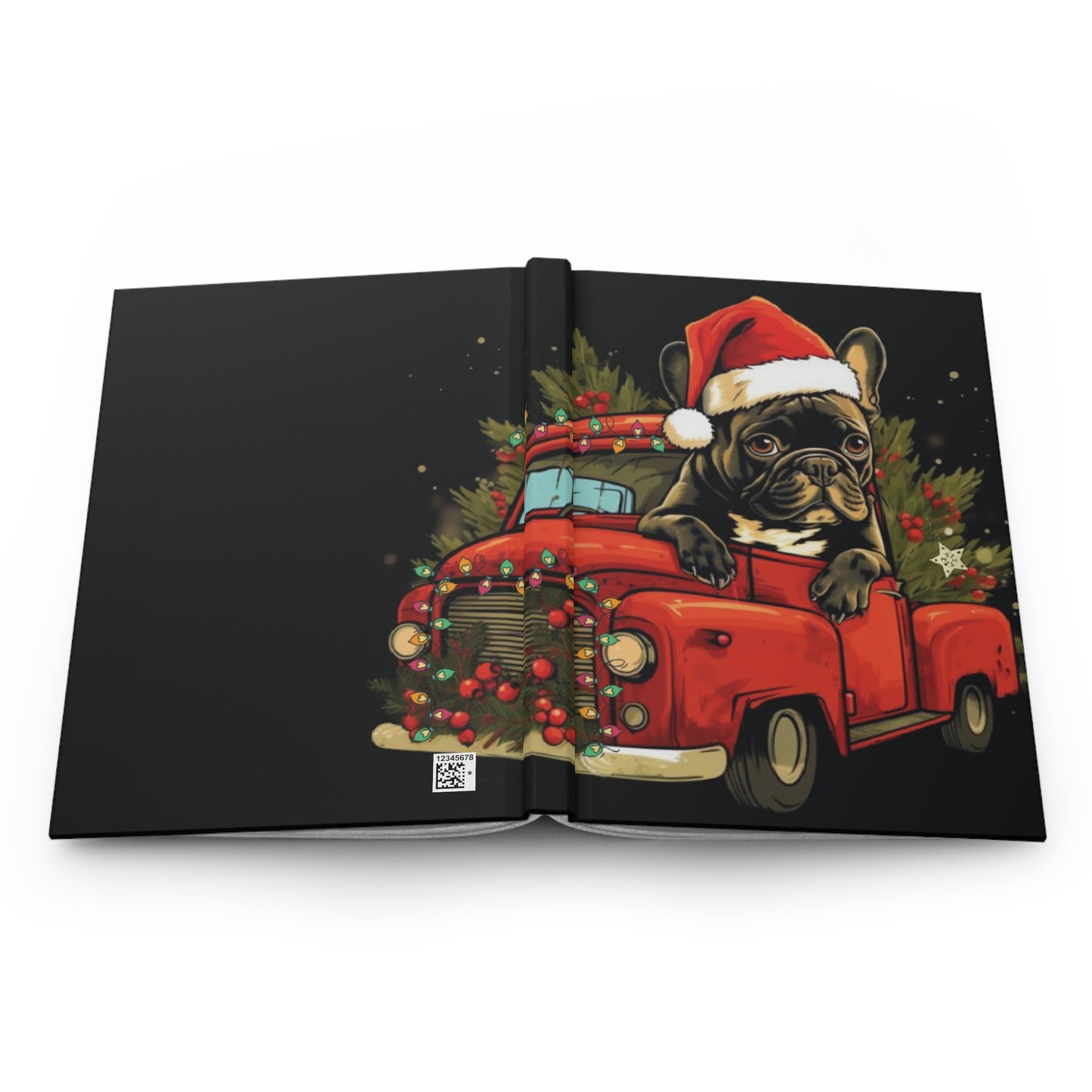 French Bulldog in Red Truck Holiday Theme - Hardcover Journal Matte - French Boston