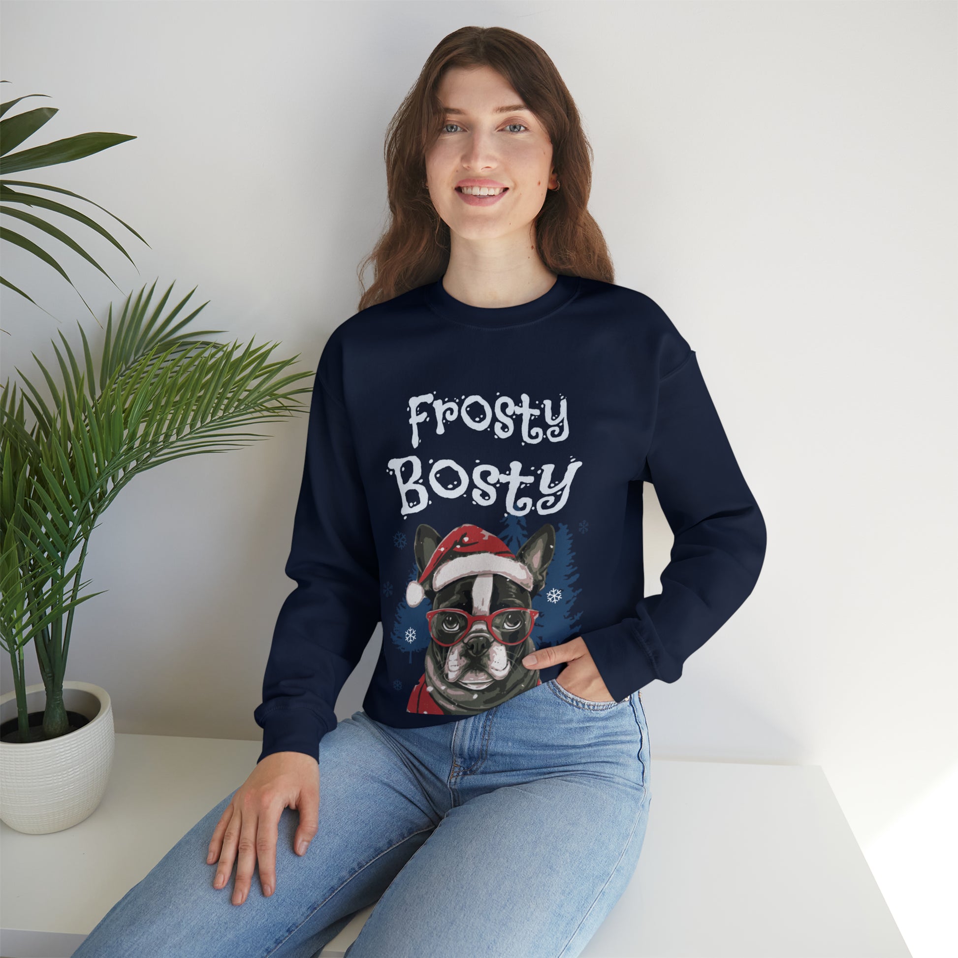 "Frosty Bosty" Christmas Unisex Crewneck Sweatshirt - French Boston