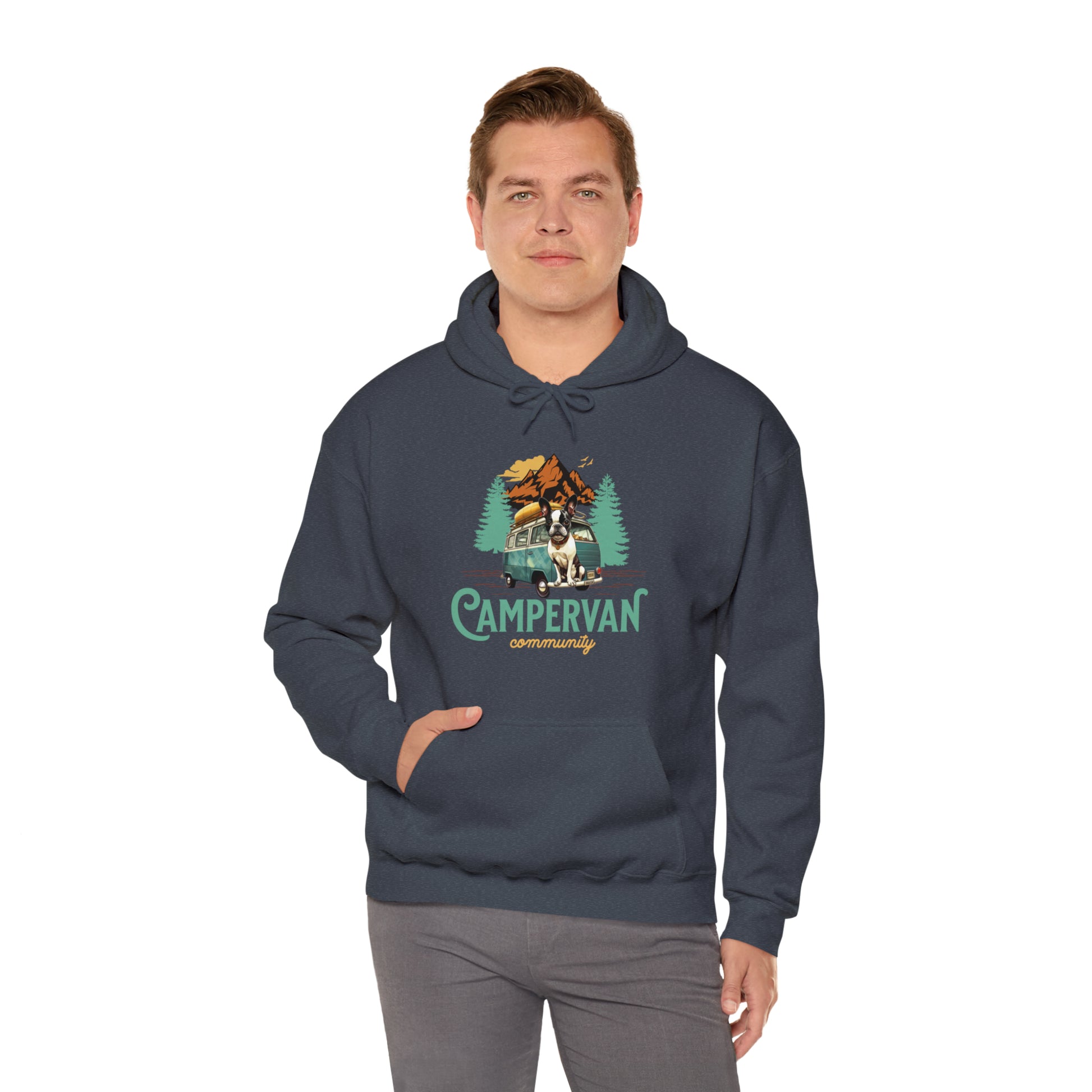 "Campervan Community" - French Boston Unisex Heavy Blend™ Hooded Sweatshirt - French Boston