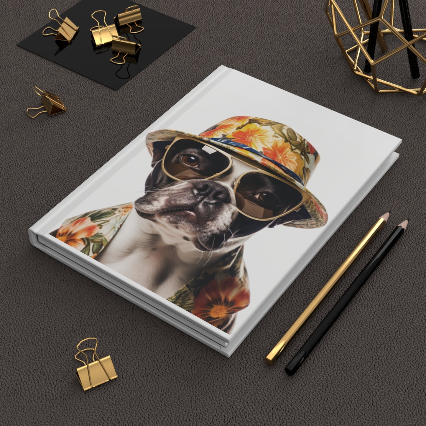 Boston Terrier Vegas Outfit - Hardcover Journal Matte - French Boston