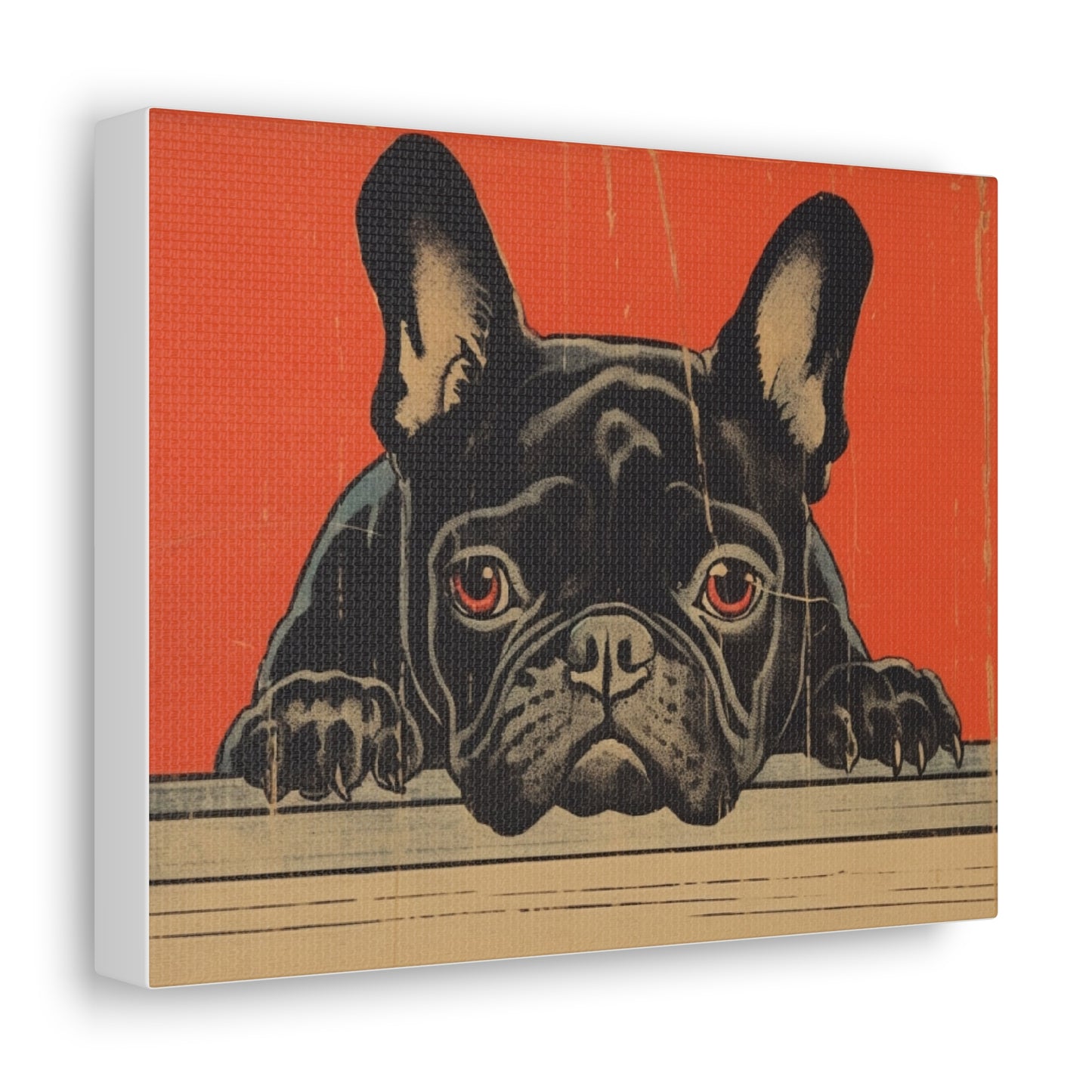 French Bulldog Vintage Style Art Print on Canvas - French Boston