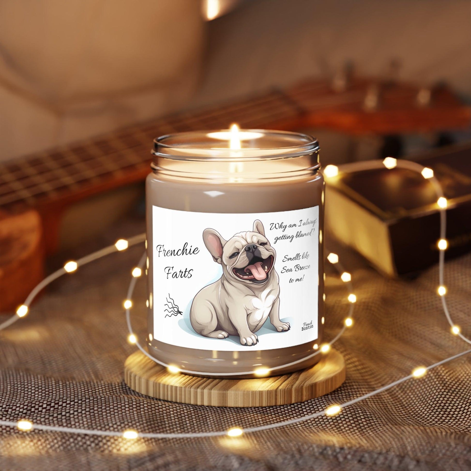 Frenchie Farts Scented Soy Candle, 9oz - "Why do they always blame me!...." 3 Scent Options - French Boston