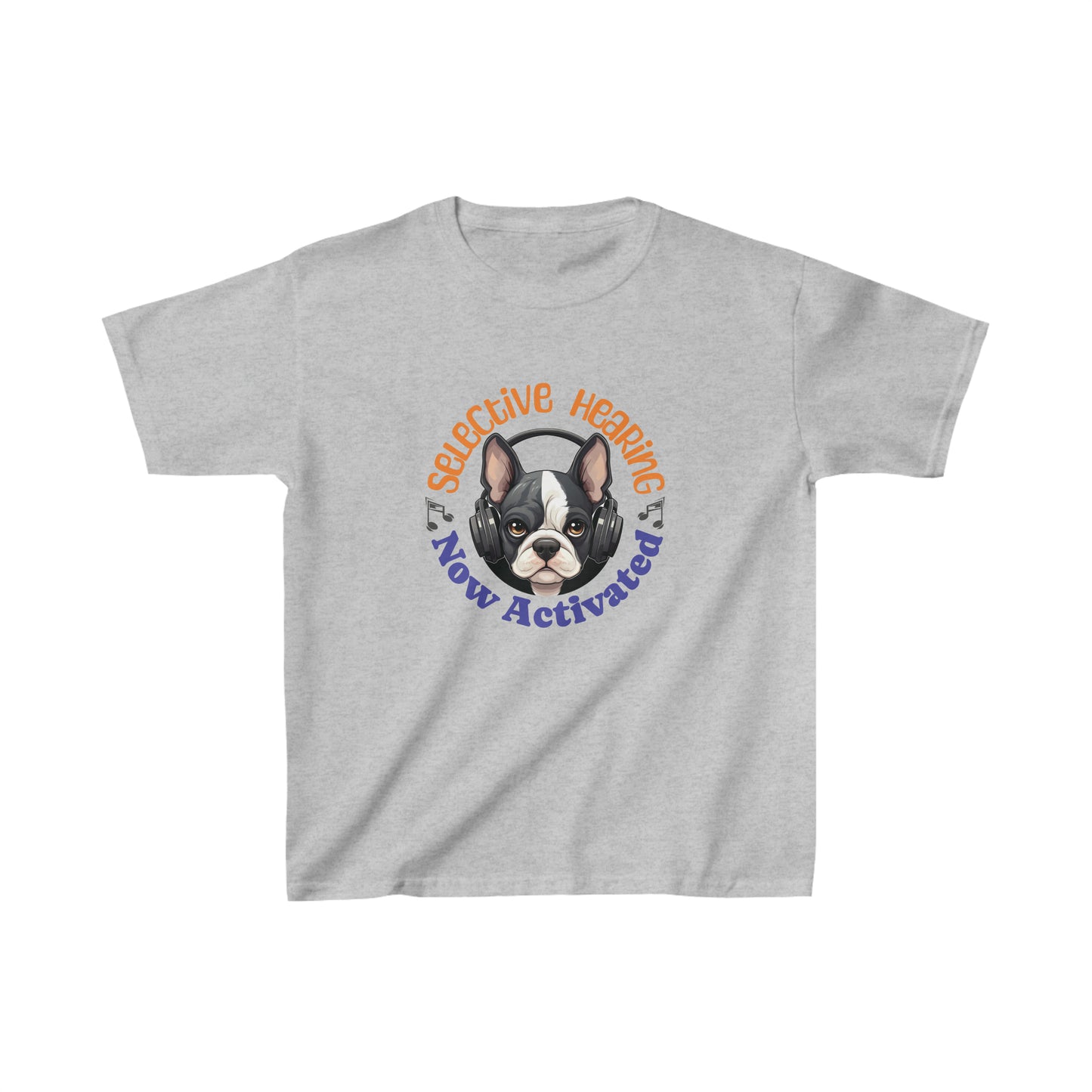 "Selective Hearing Now Activated" French Boston Kids Heavy Cotton™ Tee - French Boston