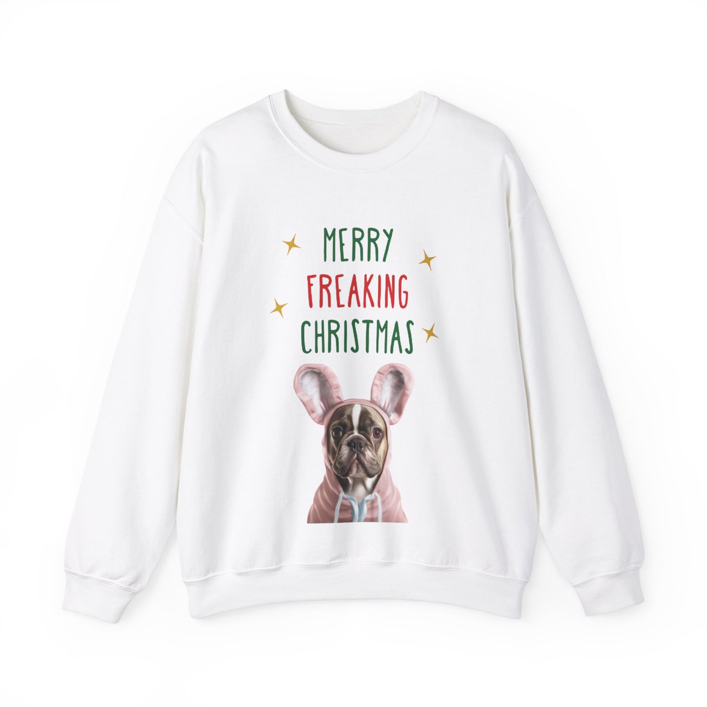 "Merry Freaking Christmas" - Funny French Bulldog Christmas Themed Sweatshirt - French Boston