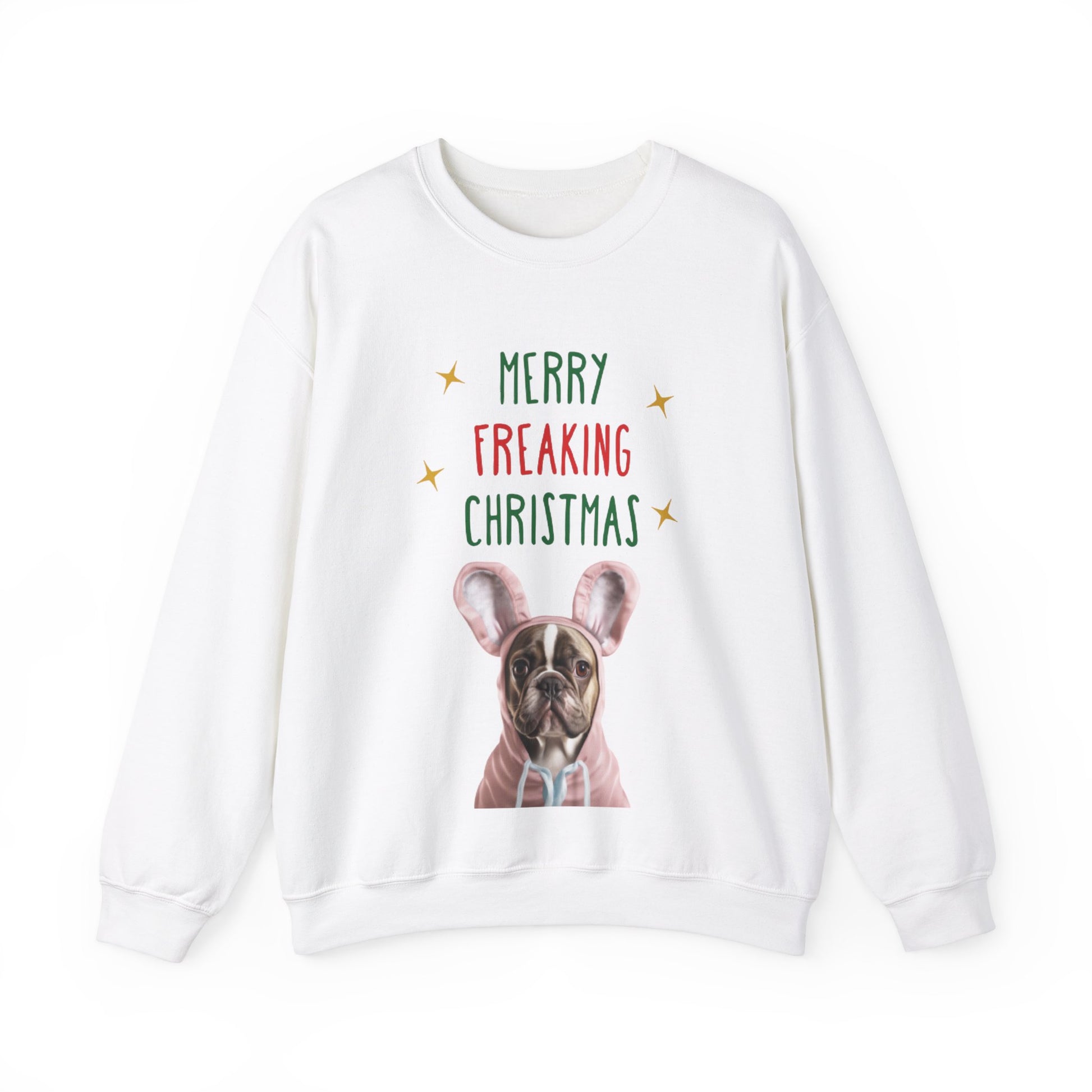 "Merry Freaking Christmas" - Funny French Bulldog Christmas Themed Sweatshirt - French Boston