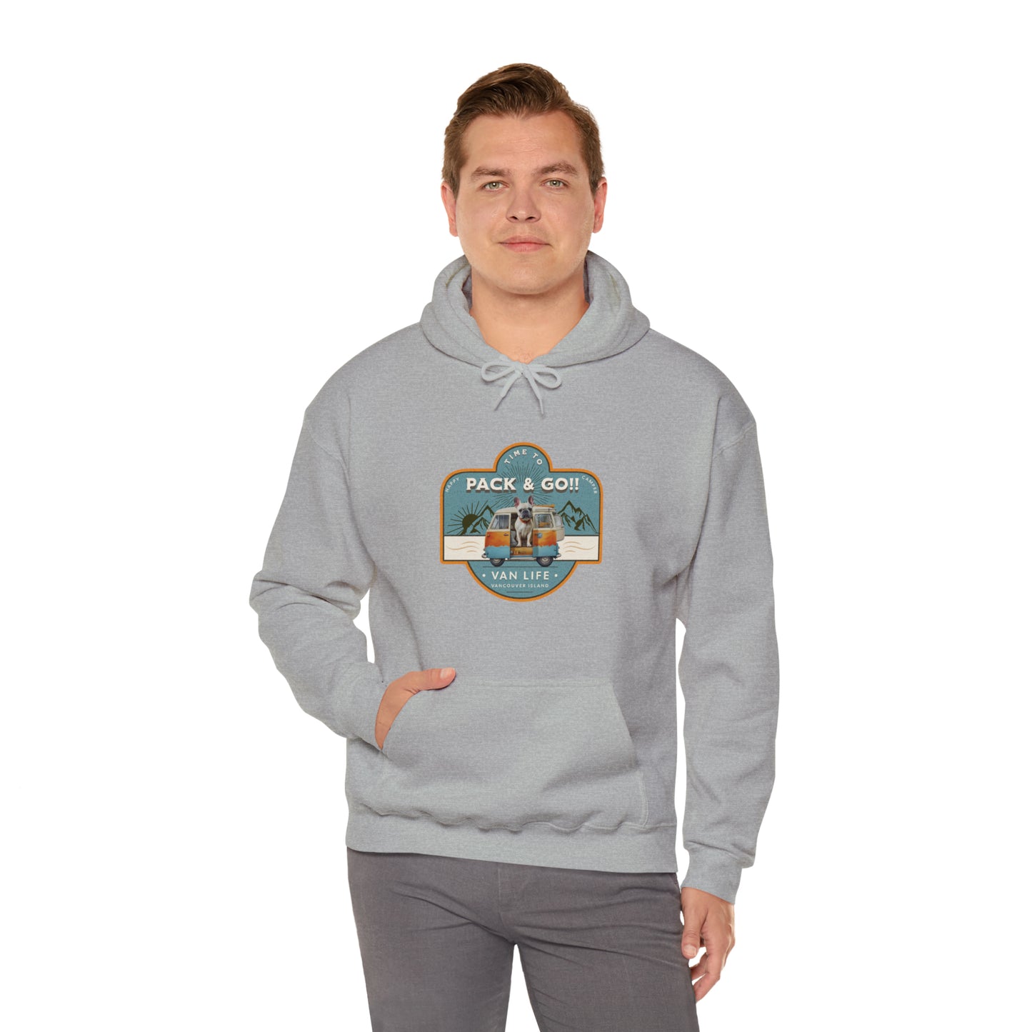 "Time to Pack & Go - Vancouver Island" - Unisex Heavy Blend™ Hooded Sweatshirt - French Boston