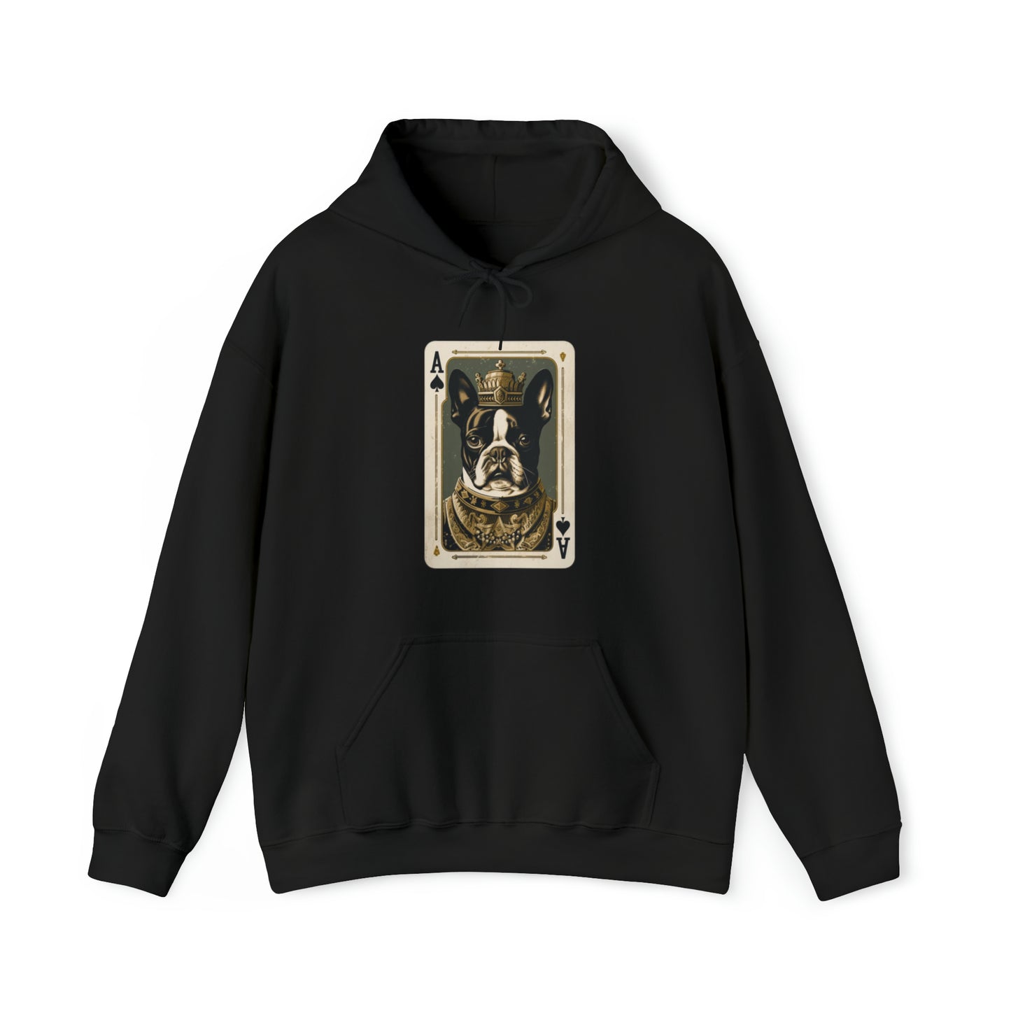 Boston Terrier Playing Card Desing- Unisex Heavy Blend™ Hooded Sweatshirt - French Boston