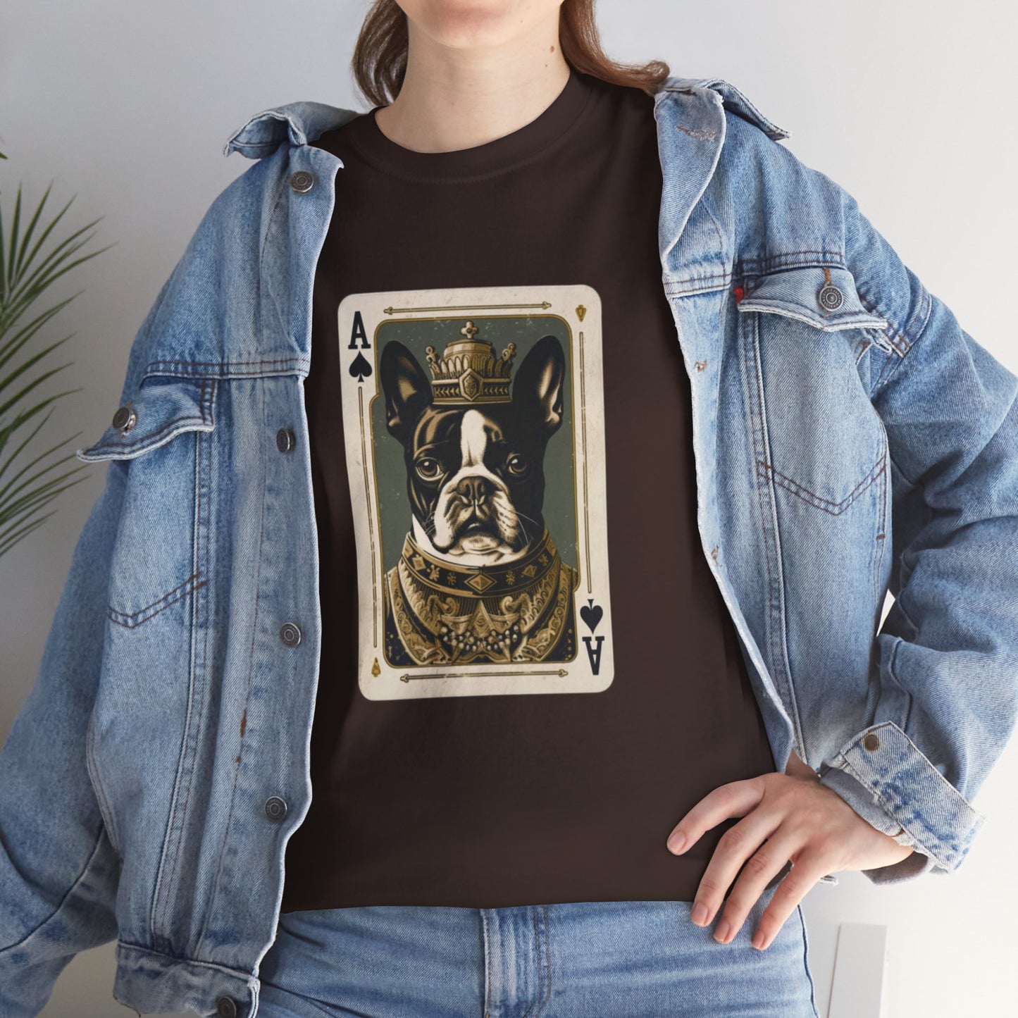 Boston Terrier Playing Card - French Boston Design T-Shirt - 100% Cotton