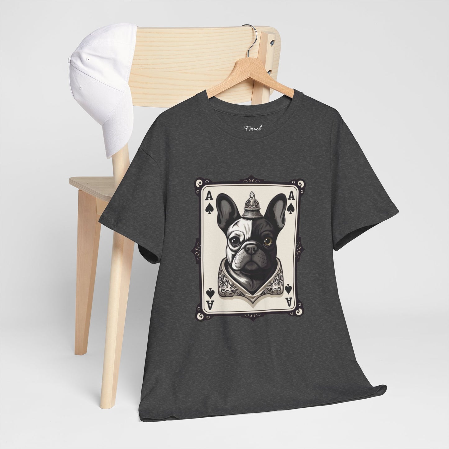 French Bulldog Playing Card - French Boston Design T-Shirt - 100% Cotton