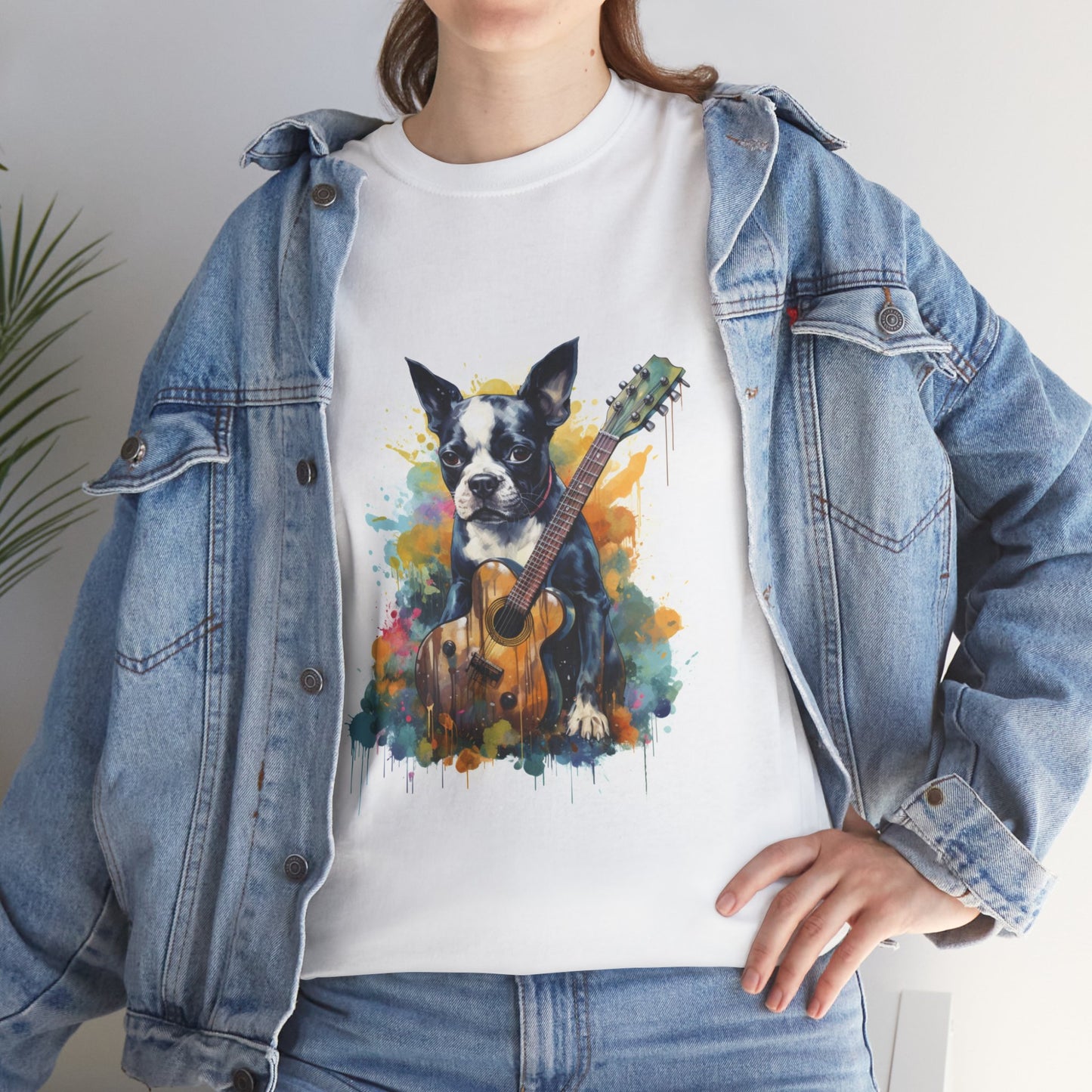 French Boston Guitar Watercolor T-Shirt